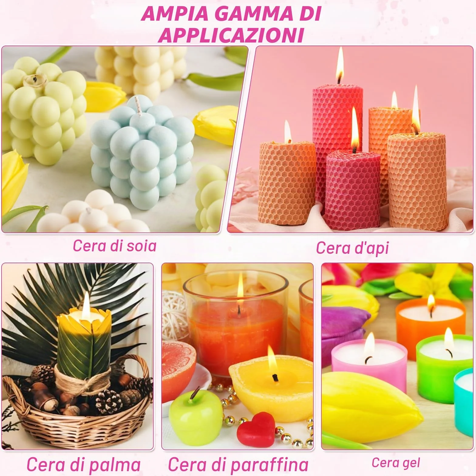 Cera per candele, 10 colori, colorante liquido, per cera di soia, api, paraffina, palma, gel