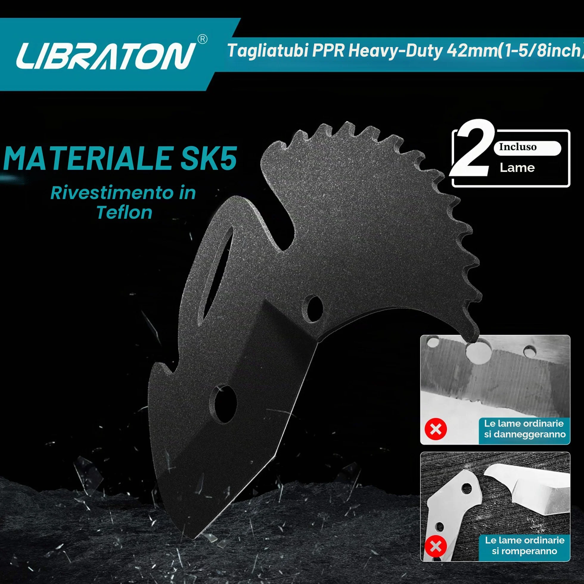 Libraton PVC Tagliatubi, 42mm Taglierina per tubi in PVC, Macchina da Taglio a Cricchetto per Tagliare di Tubi in PVC, PPR, PEX, Idraulici
