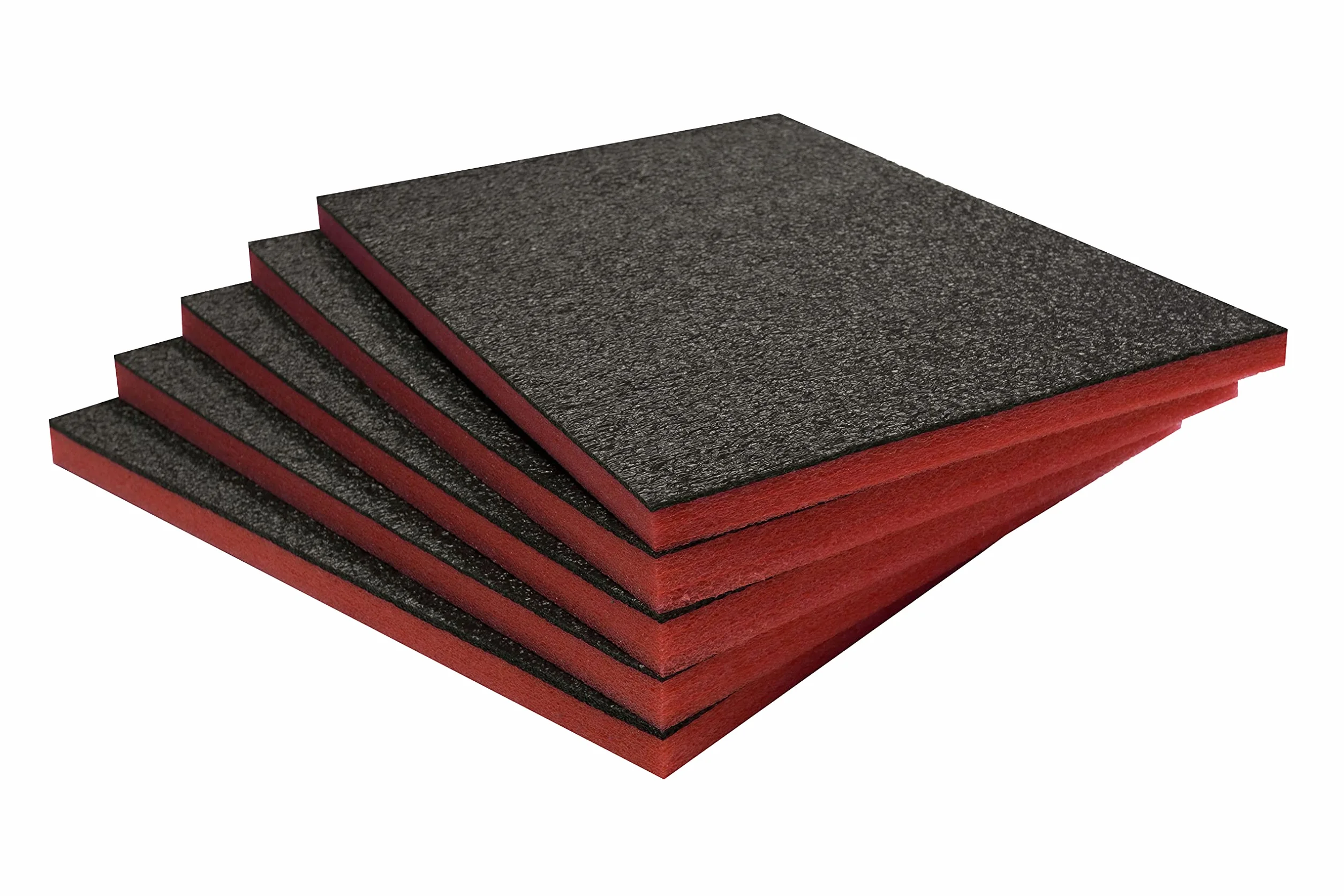 Shadow Foam Pacchetto valore 600 mm x 420 mm schiuma personalizzabile per organizzare cassette degli attrezzi Confezione da cinque Profondità 30mm Nero su rosso