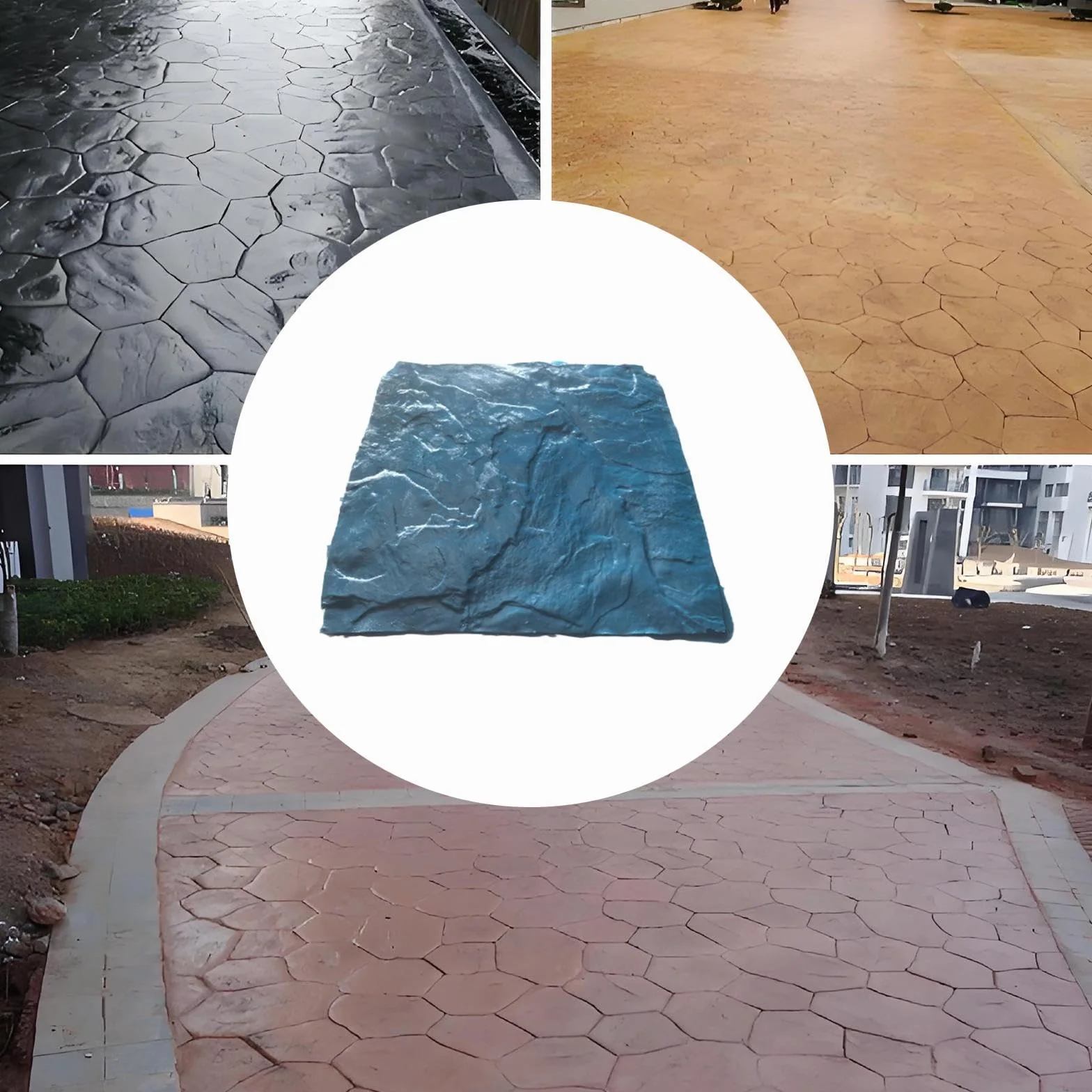 Baoblaze Strumento per stampaggio di calcestruzzo, timbro per stampaggio di pavimenti in pietra vivida, tappetino per senza soluzione di continuità per