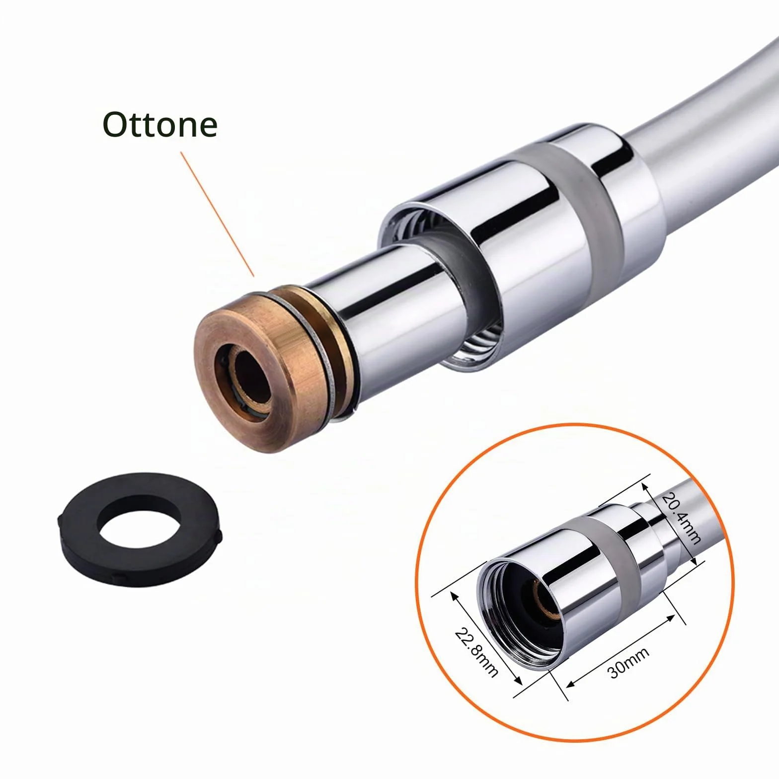 GRIFEMA COMPLENTO-G852 Flessibile Doccia in PVC (G1/2 pollici, 150 CM), Tubo Doccia da Anti Torsione, Bianca/Cromo