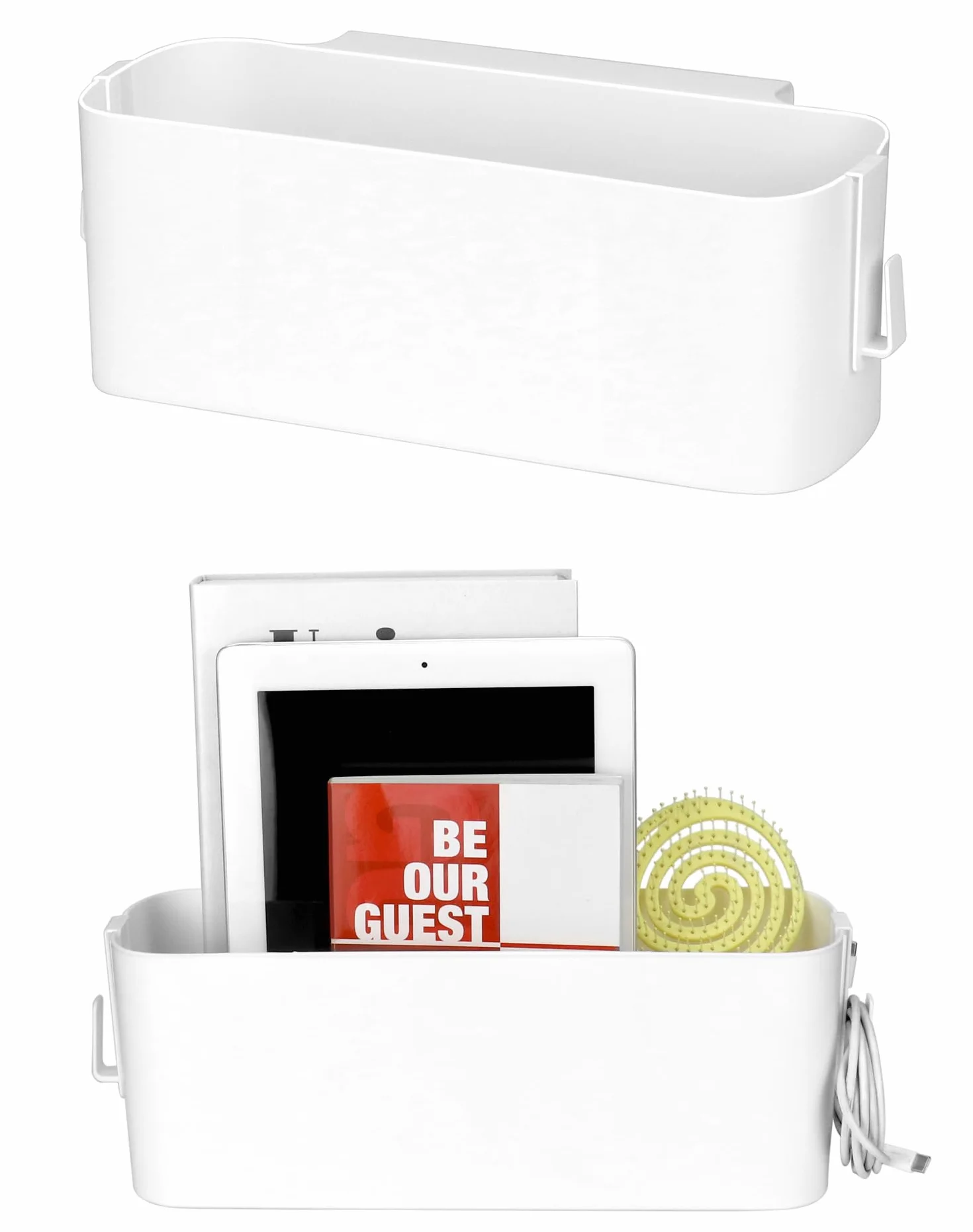 QWORK® 2 pezzi cesto portaoggetti da appendere con ganci rimovibili, organizer per appendere il letto, per libri, telefoni, accessori