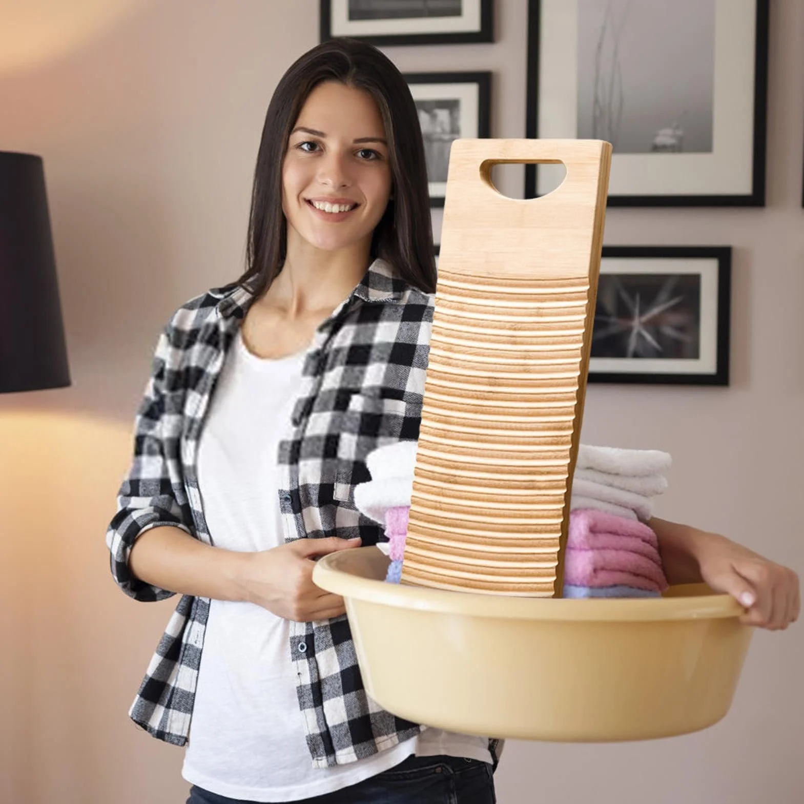 Asse per lavare i panni per lavare a mano, Asse per bucato in legno,Stazione per lavaggio delle mani | Lavanderia in legno, stazioni di lavaggio, motivo ondulato, efficiente lavatrice a