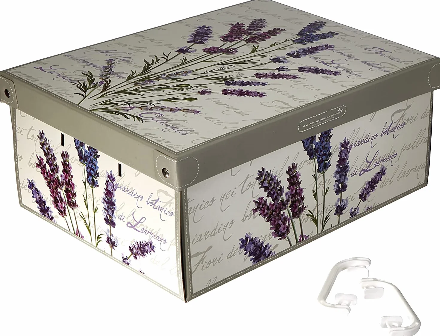 Lavatelli Scatola per armadio in cartone con coperchio al profumo di Lavanda, organizer per vestiti e biancheria, Piccola 25x35x17,5 cm