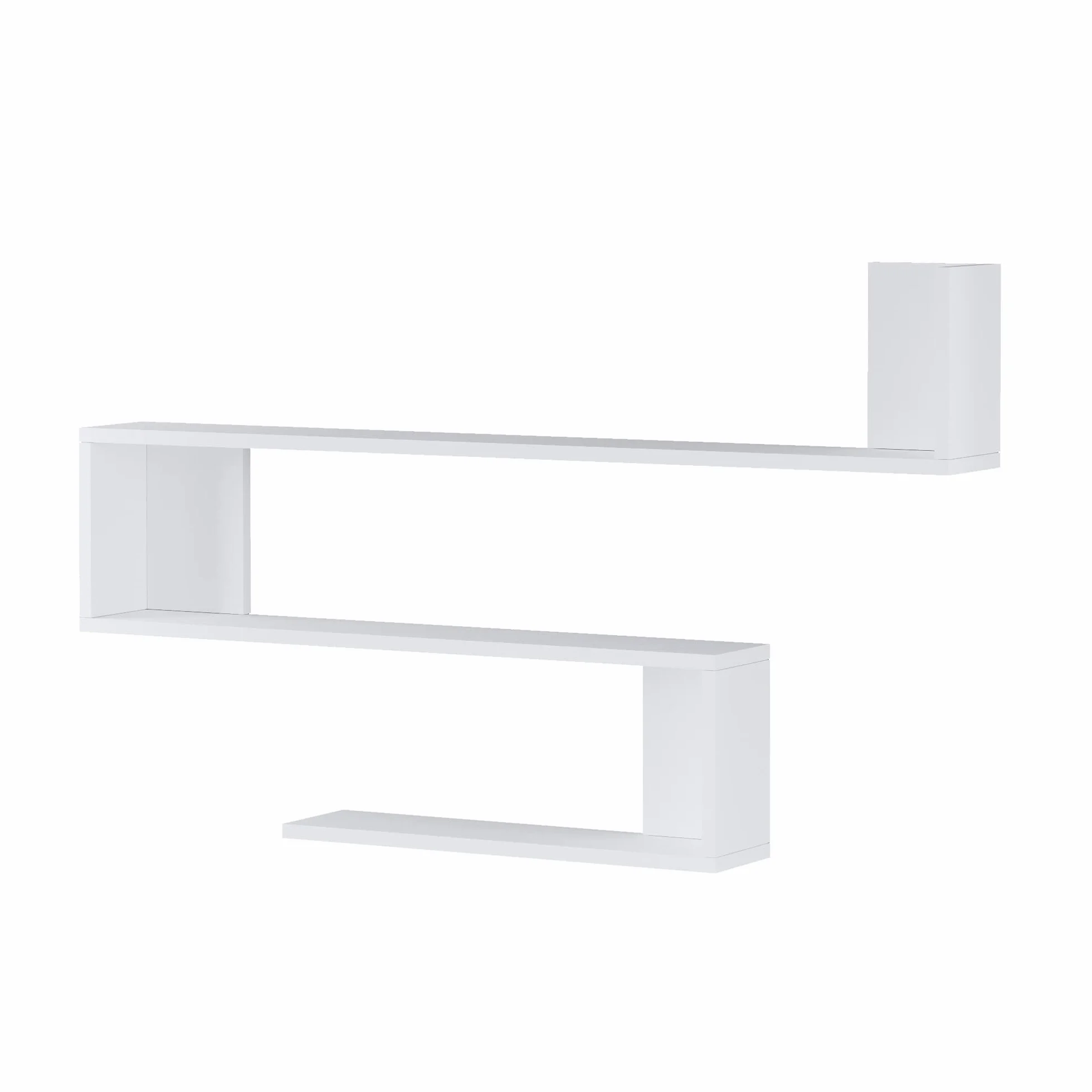 [en.casa] Mensola da Parete a S con 3 Ripiani Scaffale a Muro Libreria Pensile Consolle da Parete 72 x 120 x 15 cm Bianco
