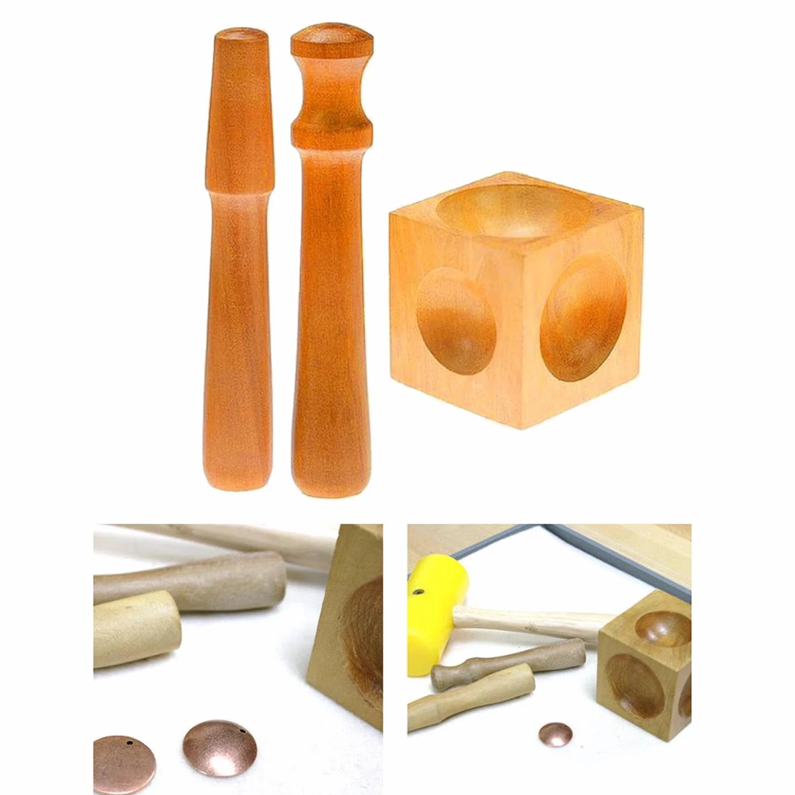 Set di punzoni e Blocchi di dapping Quadrati in Legno, per la creazione di Gioielli, formatura di Metalli, Set di dapping di Gioielli per concavo