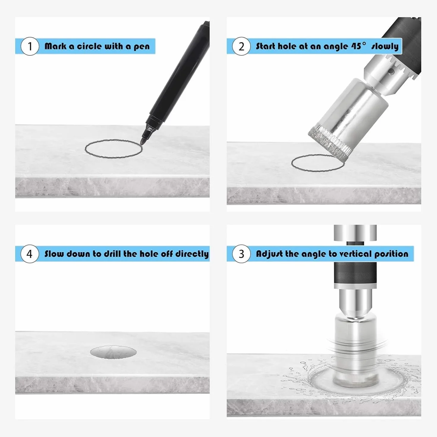 Topolenashop 2x Punta Diamantata 14 mm per Vetro, Piastrelle, Marmo e Ceramica – Sega a Tazza Rivestita in Diamante – Frese Affilate per Fori Precisi – Compatibili con Trapani Manuali ed Elettrici
