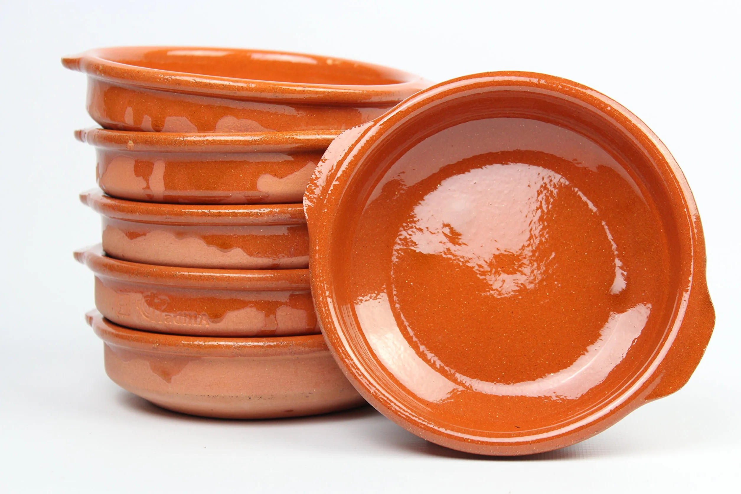 Set di 6 Terracotta Terrine con Manici 14 cm x 3,5 cm, refrattarie