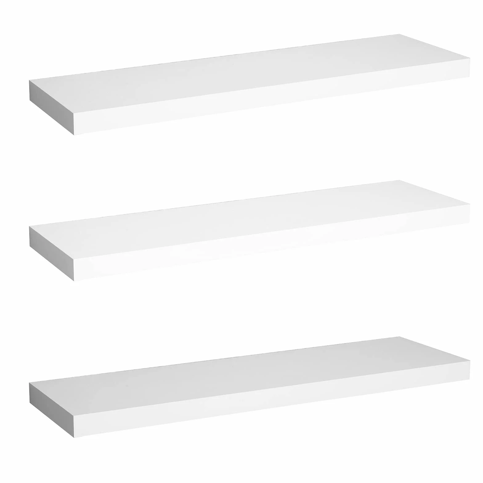WOLTU Mensole da Muro Scaffale a Parete Decorazione per Cameretta Ufficio Libreria Porta CD/DVD Legno Bianco 100cm 3 Pezzi RG9317ws-3