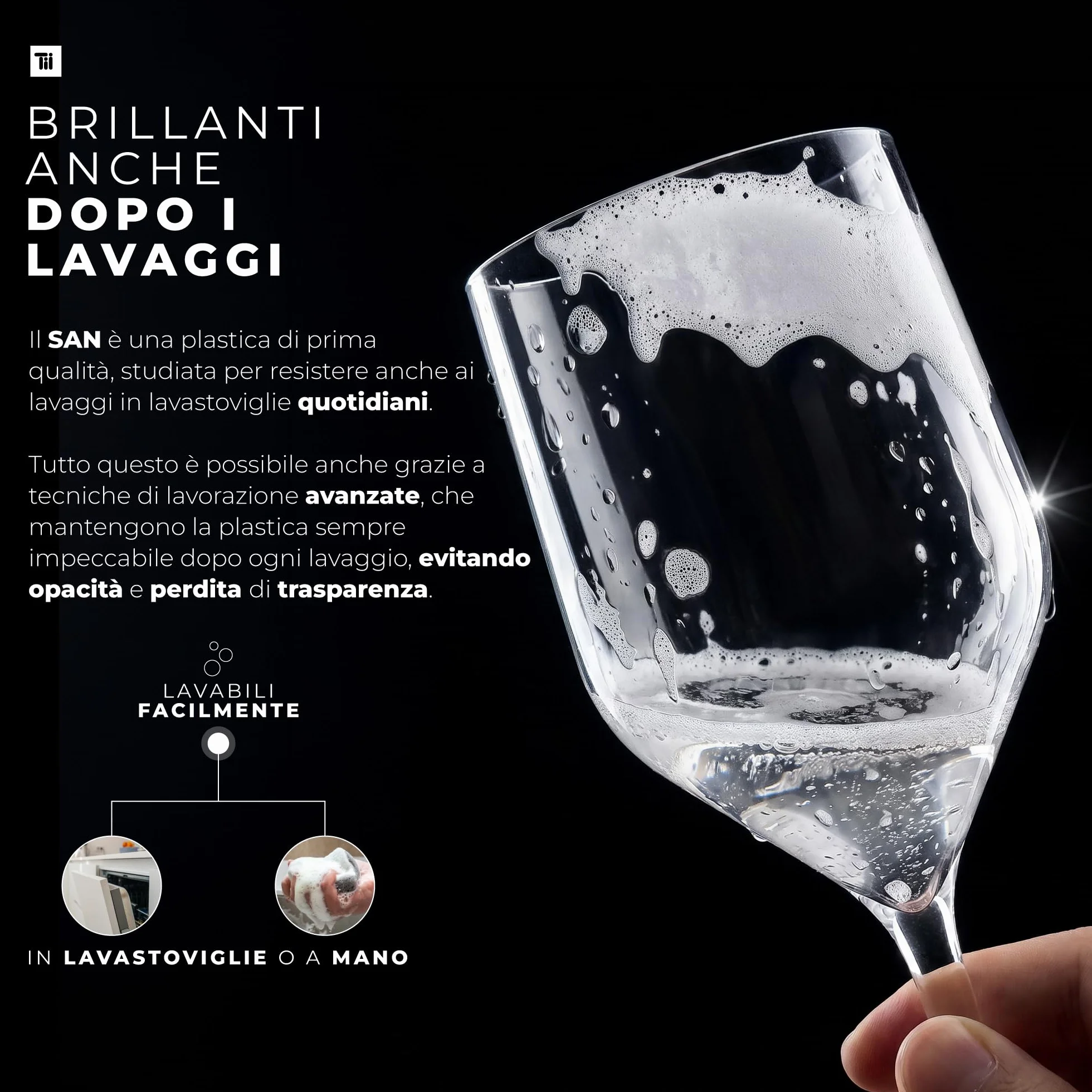 TUNDRA Set 6 Calici Plastica CROISIERE 25cl INFRANGIBILI SAN Plastica Rigida Riutilizzabili Lavabili lavastoviglie VINO ACQUA COCKTAIL Flute CHAMPAGNE Trasparente