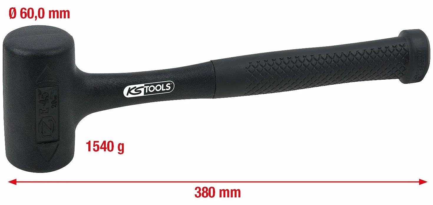 KS Tools 140.5258 Mazzuola in Gomma, Antirimbalzo, in Solido Poliuretano-Fibra di Vetro, Peso 1.540 G