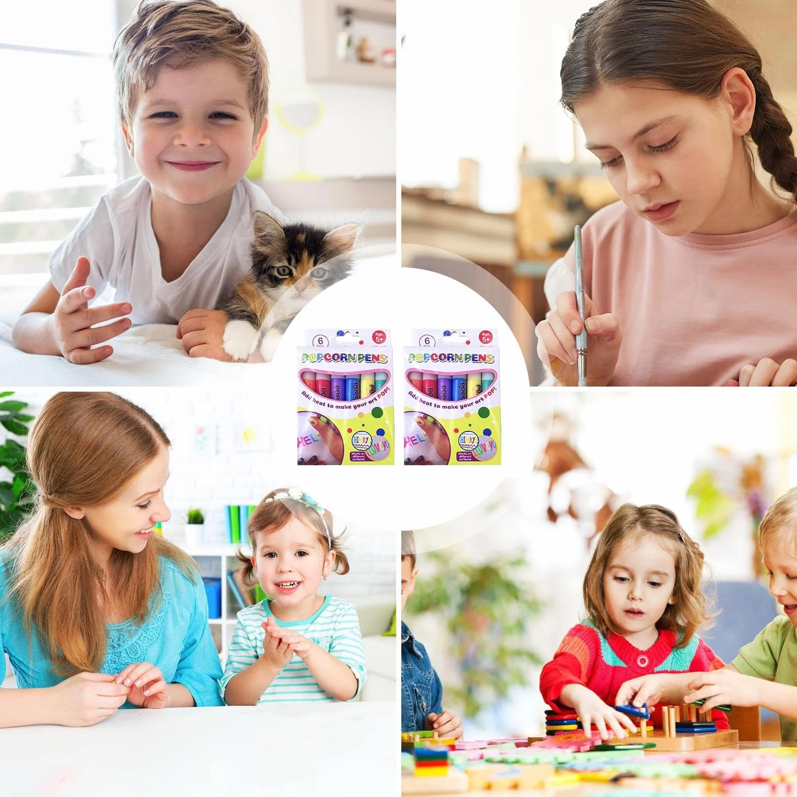 Penne colorate per popcorn Bubble Puffy Art Safe, stampa bolle, graffiti per biglietti