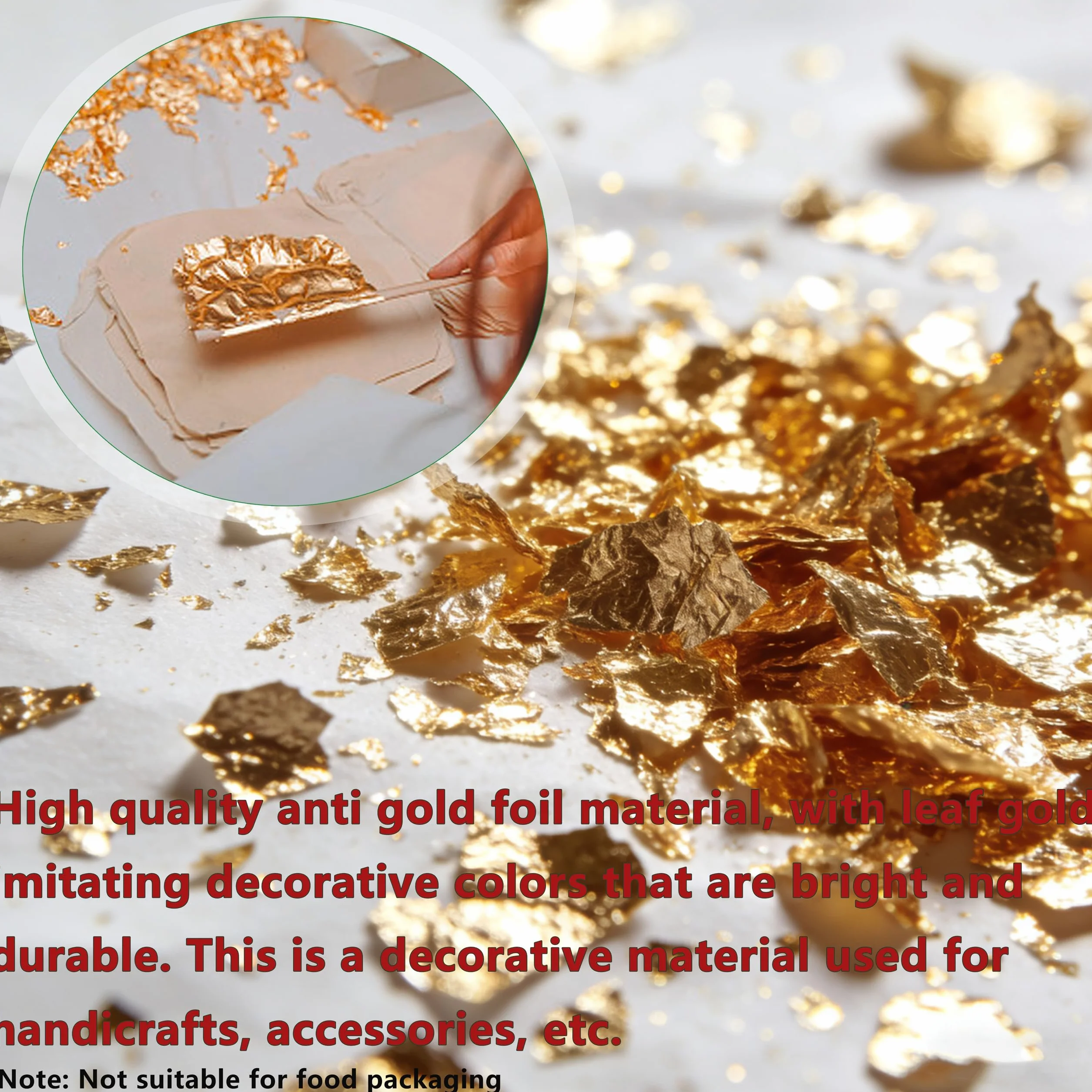300 Pezzi Fogli di Foglia Oro, Foglia d'oro Lamina 8 x 8,5 cm, Foglie Imitazione Decorazione per Fai da Te, Decorazioni, Unghie,Doratura, Pittura Artistica e Artigianali