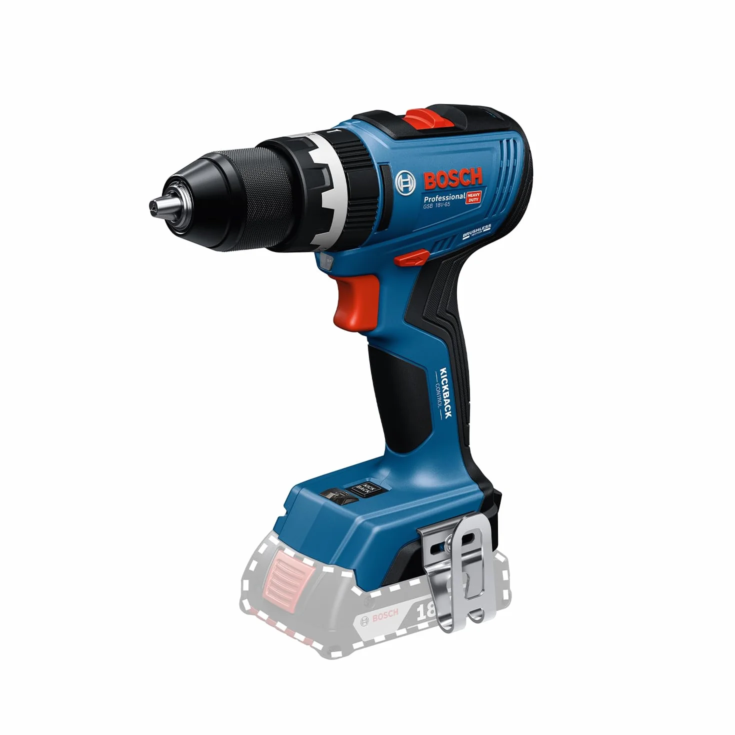 Bosch Professional 18V System Trapano-avvitatore a batteria GSB 18V-65 (motore brushless, lunghezza della testa 175, senza batteria/caricabatteria)