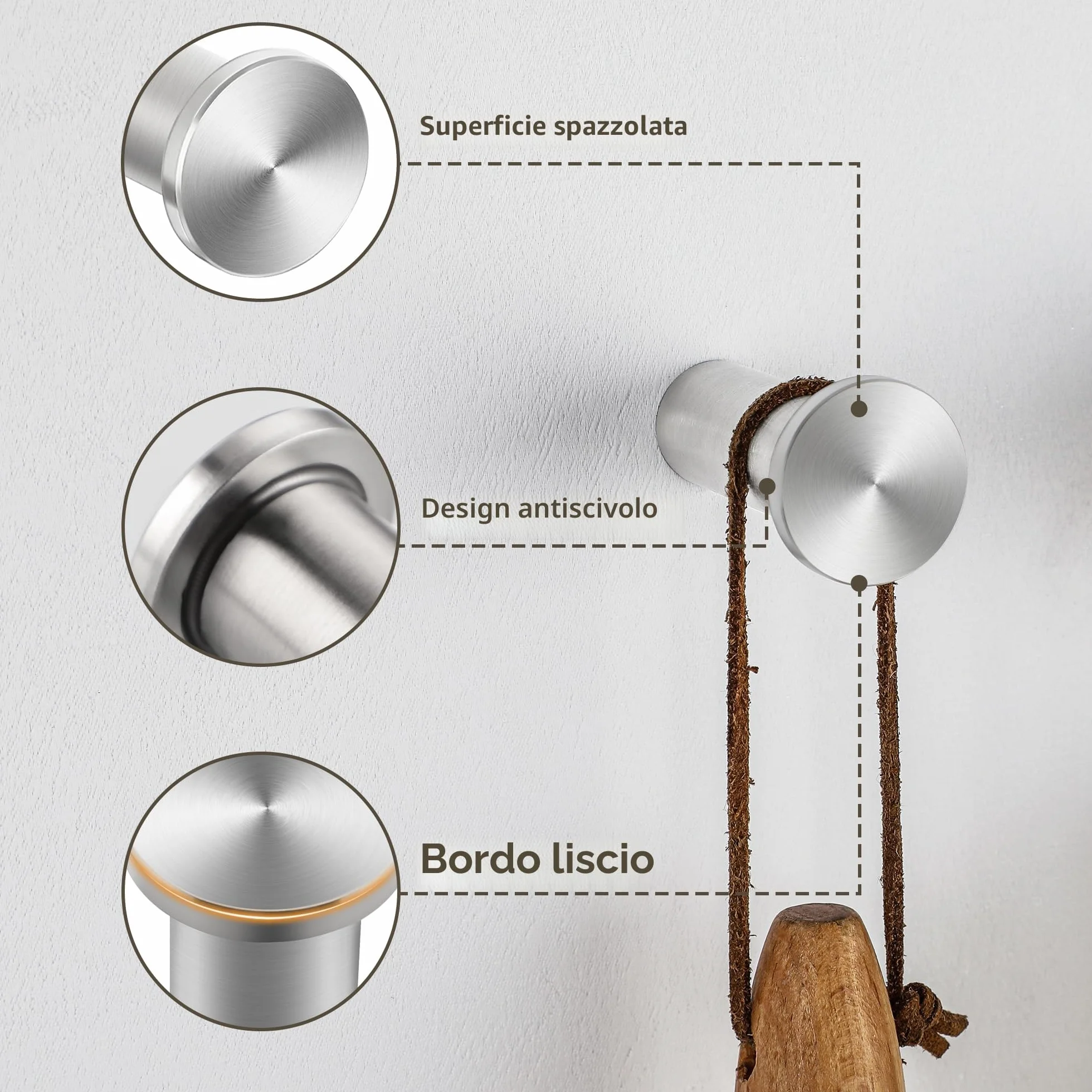 SAYAYO Ganci Accappatoio Bagno Acciaio Inox 15 kg 2 Pezzi Argento
