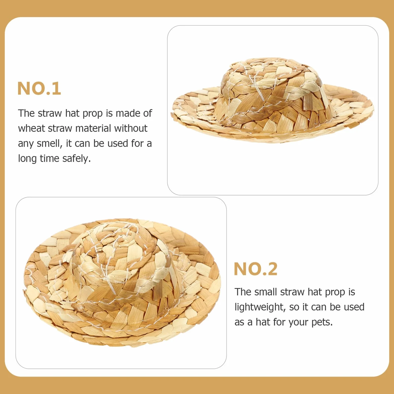 STOBAZA 12 Pezzi Cappelli di Paglia Intrecciati Miniature Cappellini Beige in Materiale Sintetico Leggero e Sicuro per Bambole e Animali Domestici Accessori per Feste e Gioco
