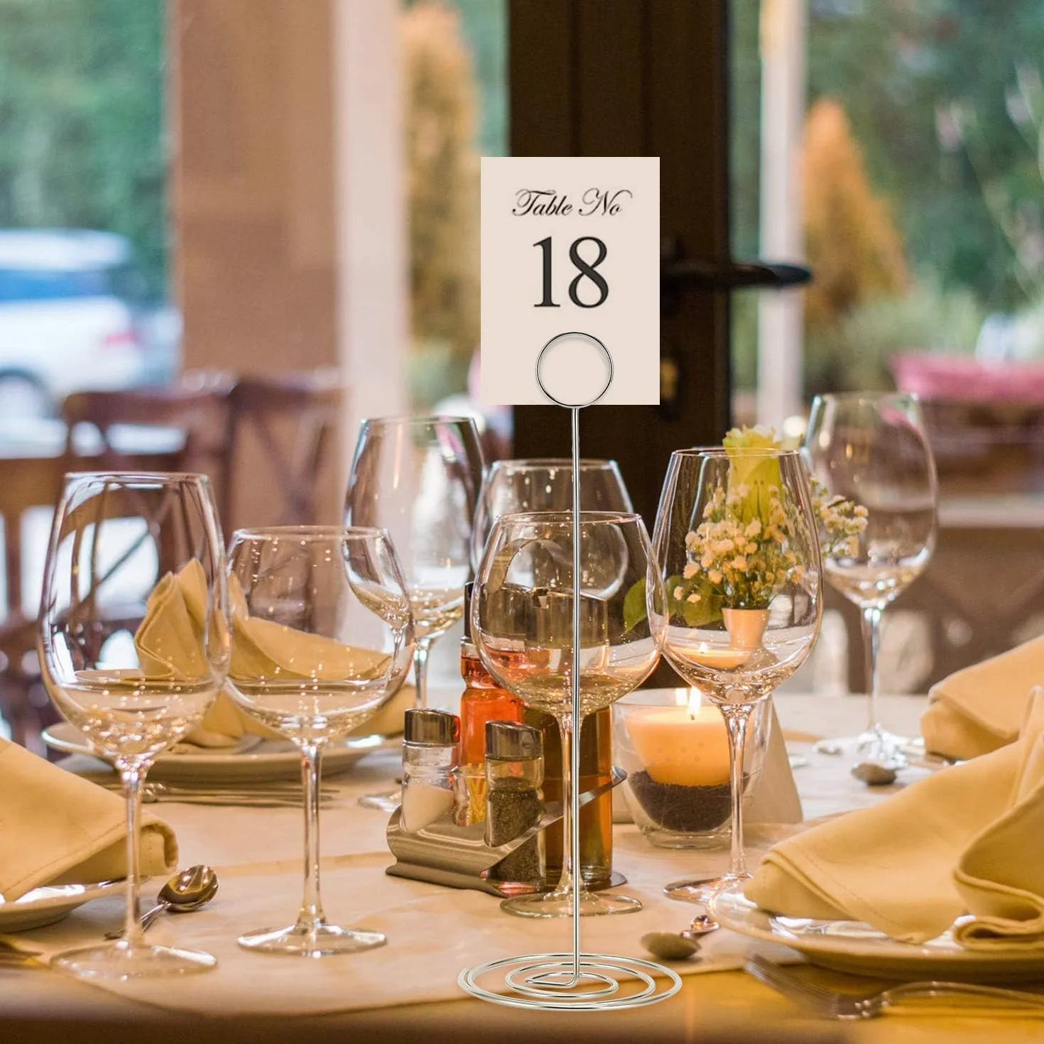 LATERN 12 Pezzi Portanumero da Tavolo, 22CM Porta Segnaposto Alto Supporti per Foto in Filo Metallico per Luogo Menu Promemoria Nomi Carte in Matrimonio Festa Laurea Ristorante Casa Ufficio (Argento)