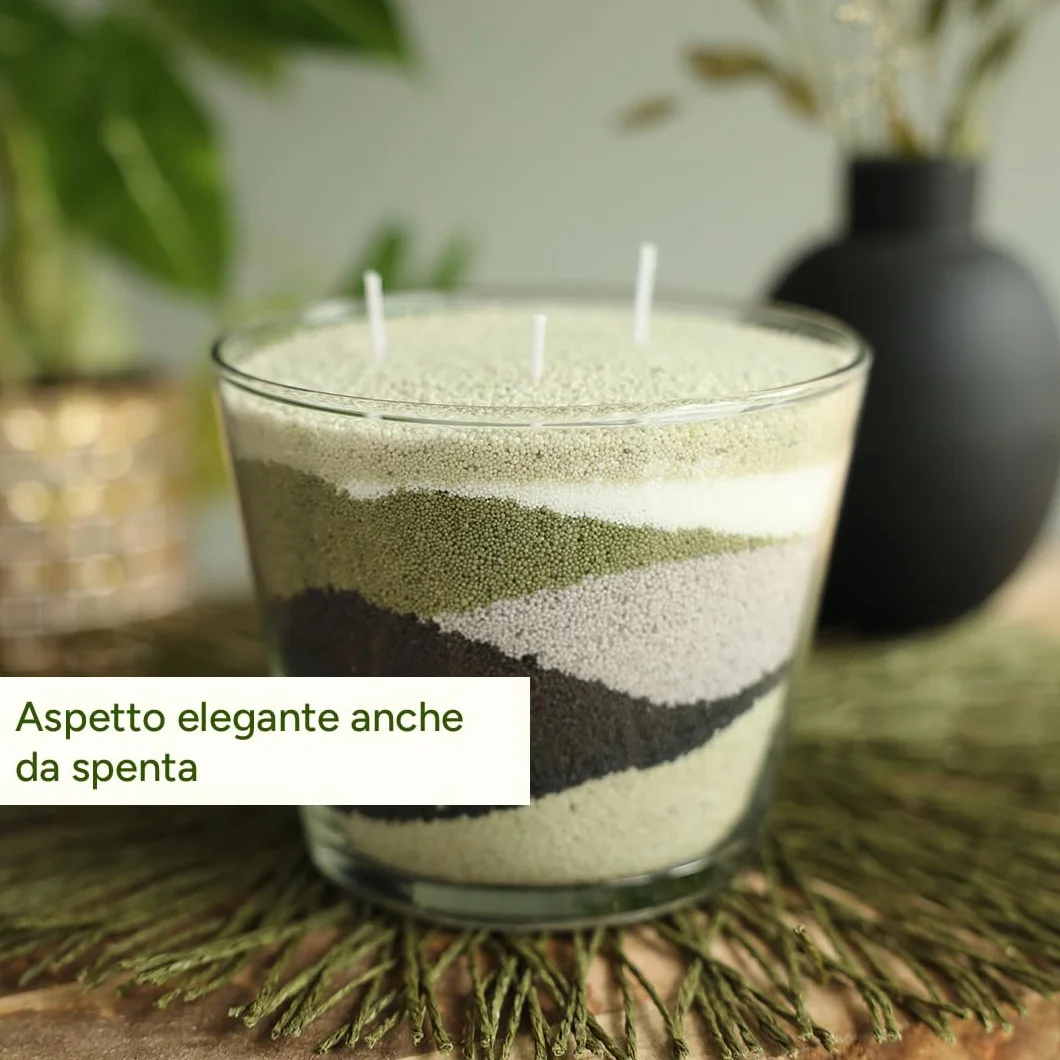 comforder Sabbia per Candele con Stoppini, Granelli di Cera, Kit Candele Fai da Te, Pearl Candle, 400 g Perle di Cera per Candele + 4 Stoppini (Verde Muschio)