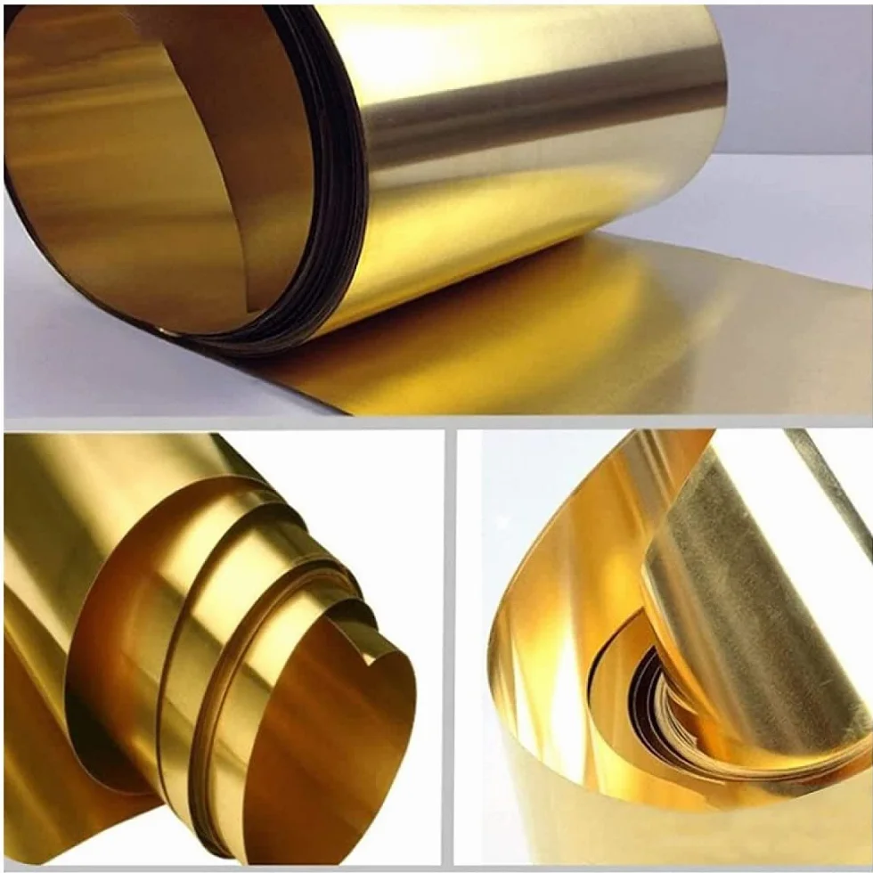 H62 - Rotolo di fogli di metallo in ottone, rotolo di fogli di ottone, per la lavorazione dei metalli fai da te, lunghezza 1 m, larghezza 200 mm, spessore (0,1 mm)
