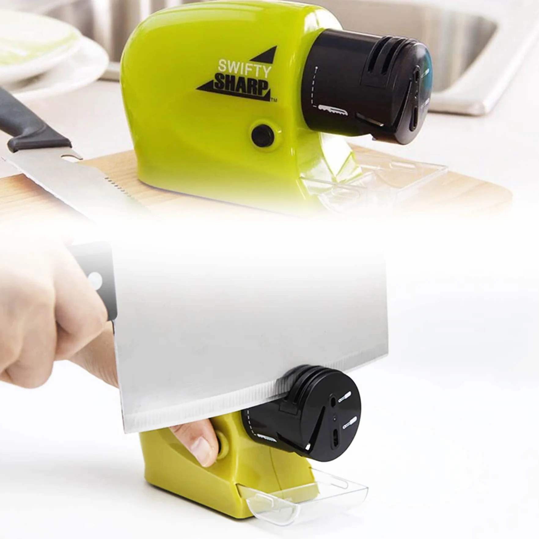 Retoo Affilacoltelli Elettrico per Coltelli e Forbici, Affilatura Grossa, Compatto, 4 Batterie AA