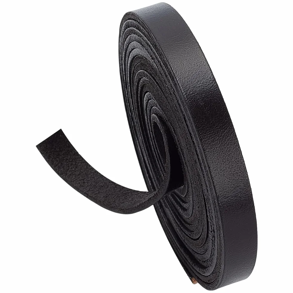 WADORN Cordino Piatto In Vera Pelle Da 2.5 m e 10mm per Artigianato, Vera Pelle di Mucca Striscia di Corda Intrecciata In Pelle Grana Piatta Strisce di Pelle Stringhe, Marrone Noce di Cocco