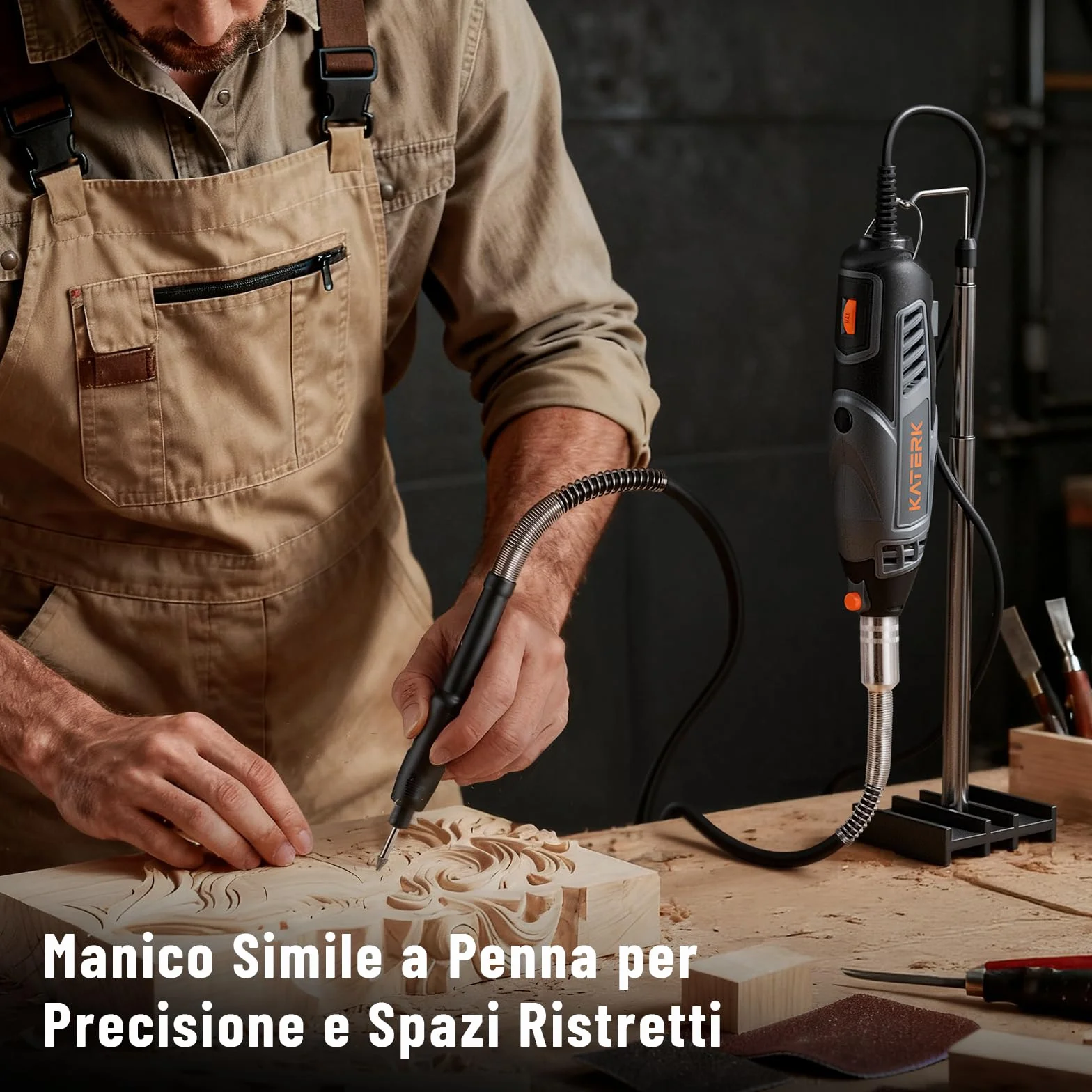 Katerk Utensile Multifunzione Rotativo 160W, Kit 155 Pezzi con Albero Flessibile, Velocità Variabile 35000 PRM