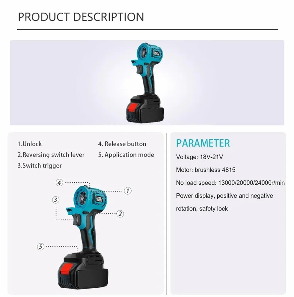Kit combinato utensile elettrico a batteria senza spazzole 15 in 1, 3,0 Ah