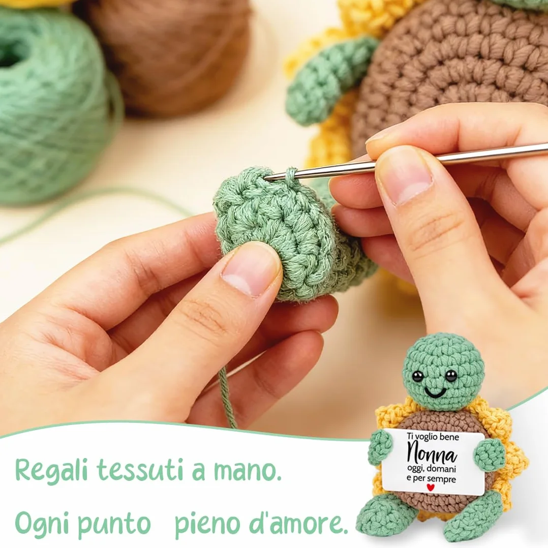Regalo Della Nonna Compleanno Tartaruga Lavorata a Maglia con Girasole Personalizzato