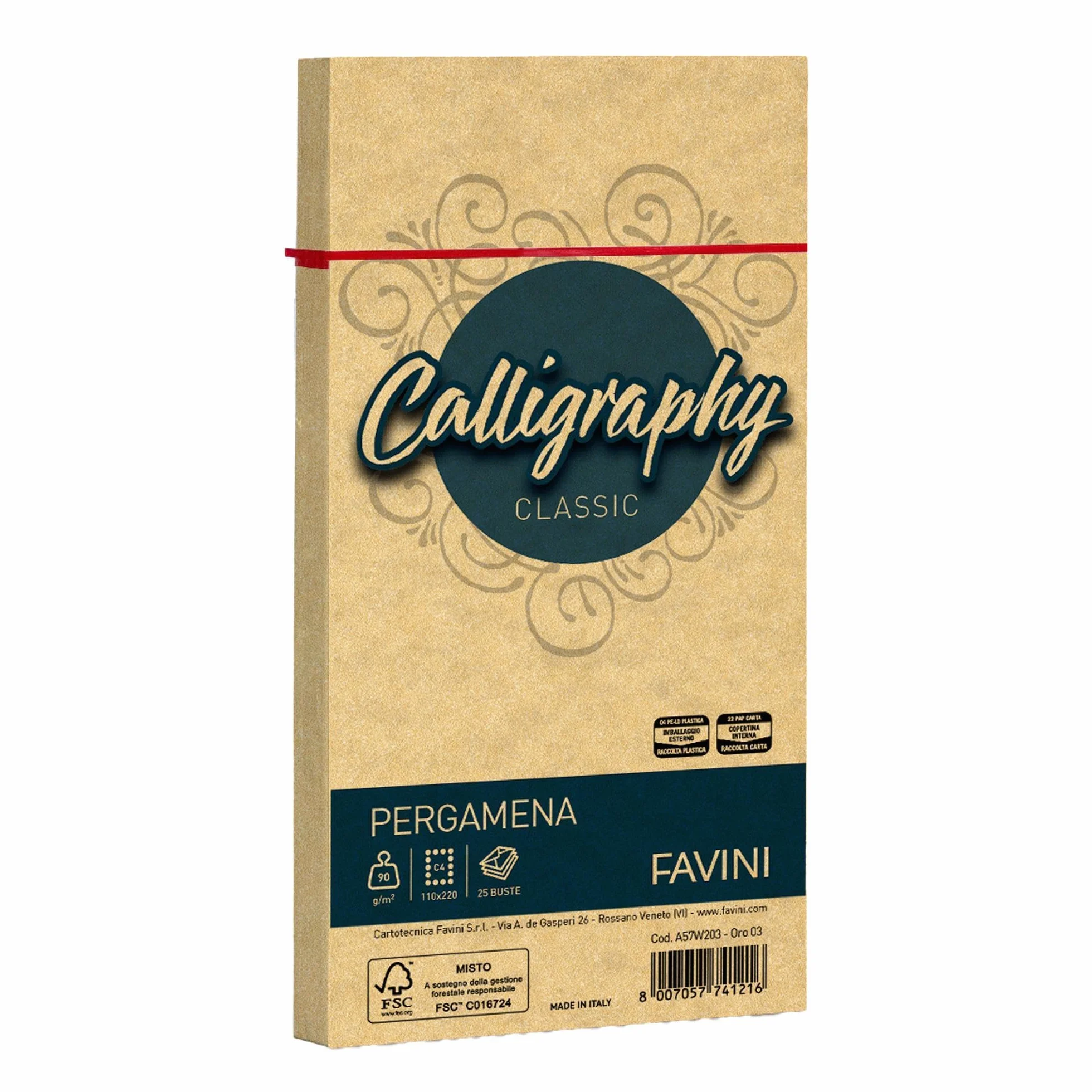Favini A57W203 Calligraphy Pergamena Liscio, 25 Pezzi