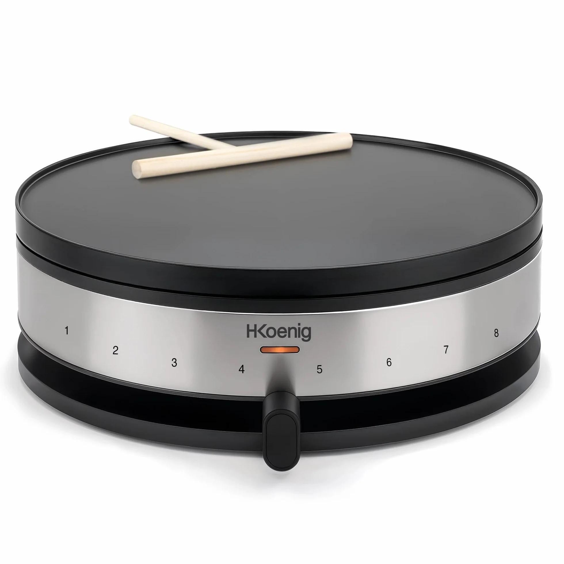 H.Koenig Crepiera con Piastra Reversibile 2 in 1 KREP56,Crêpes,Mini Crêpes,Pancakes,Termostato Regolabile Fino a 230°,Rivestimento Antiaderente,1500W
