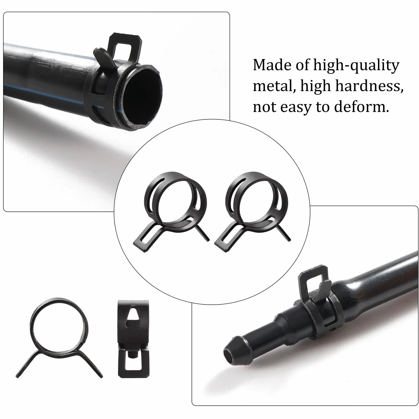 YIXISI 120 Pezzi 6/7/8/9/10/12 mm Clip Fascette Stringitubo a Molla, Fascette per Tubi Carburante, Morsetti per Tubi Flessibili, Tubo dell'Acqua Tubo dell'Aria Fascetta per Tubo di Vuoto, Nero