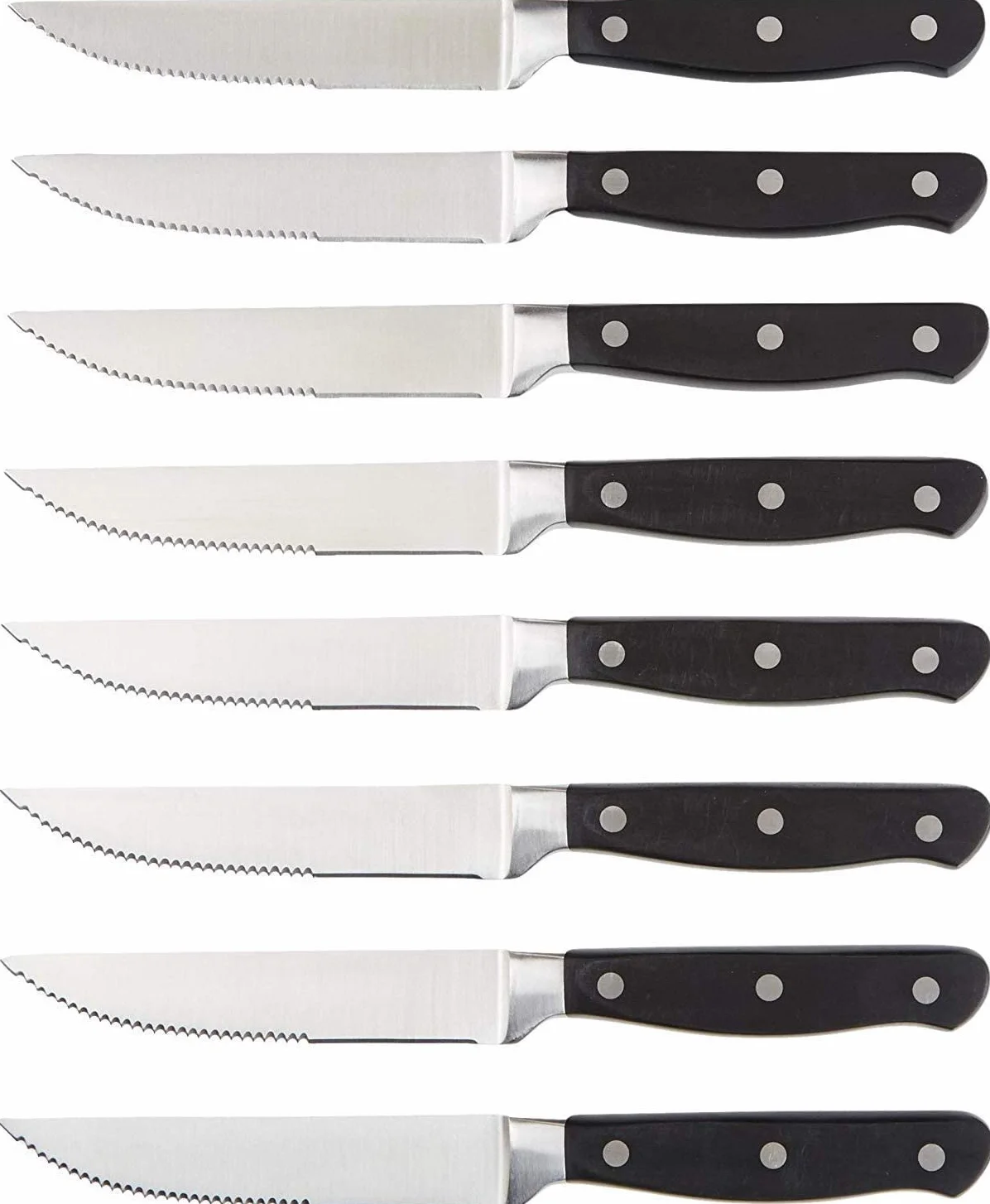 Amazon Basics Set di coltelli da carne 8 pezzi Nero acciaio inossidabile