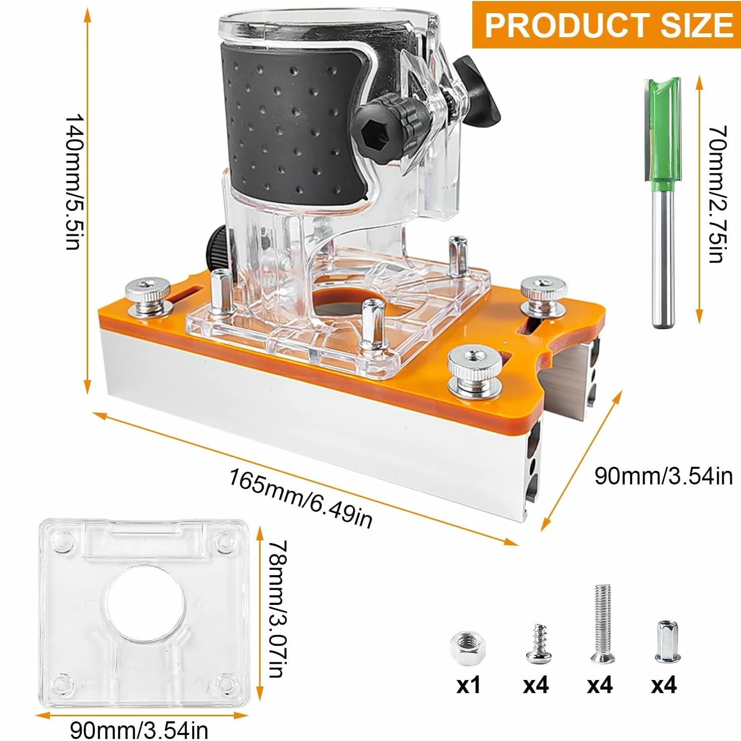 2 in 1 Fresatrice Verticale Legno Piastra di Base Set, per Rifilatore per Legno da 65 MM, Fresatrice per Legno Piastra di Base - Versatilità e Precisione per I Tuoi Progetti di Falegnameria