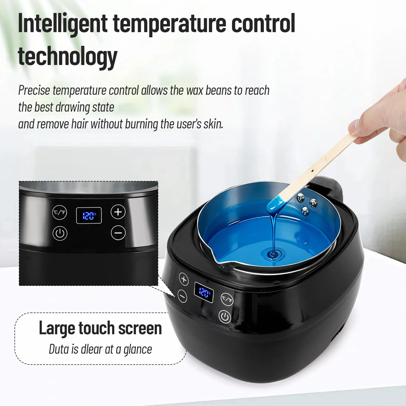 Ambesty Scaldacera Professionale,1L Fusciera Elettrica Display Digitale LCD con 150 Stoppino,Adesivo, Centratore e Cucchiaio,Scalda Cera per Candele,Kit Candele Fai da te Cera di Soia