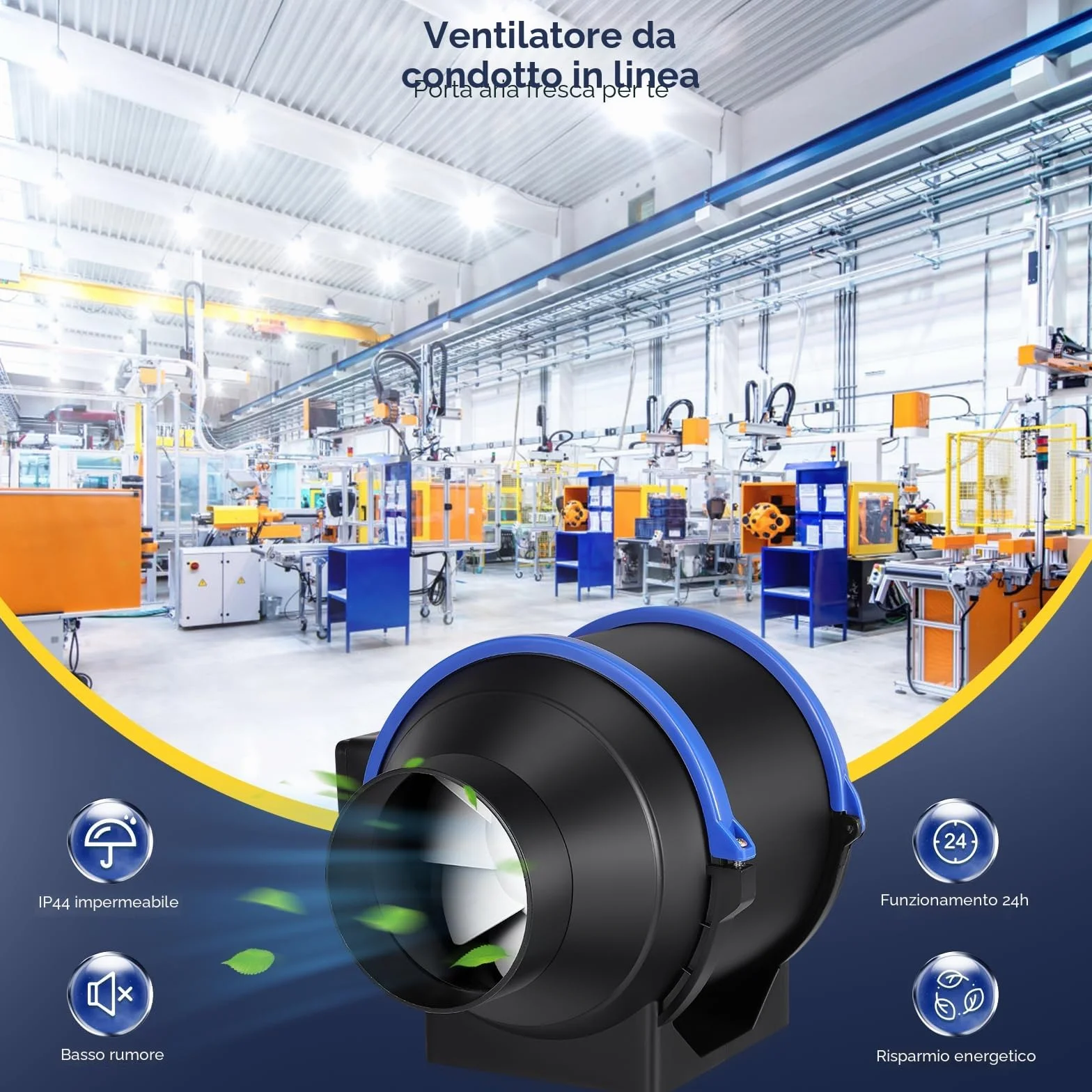 Ventilatore Silenzioso A Condotto Del Fumo 100 mm Regolabile, Per Bagno, Ufficio, Fabbrica