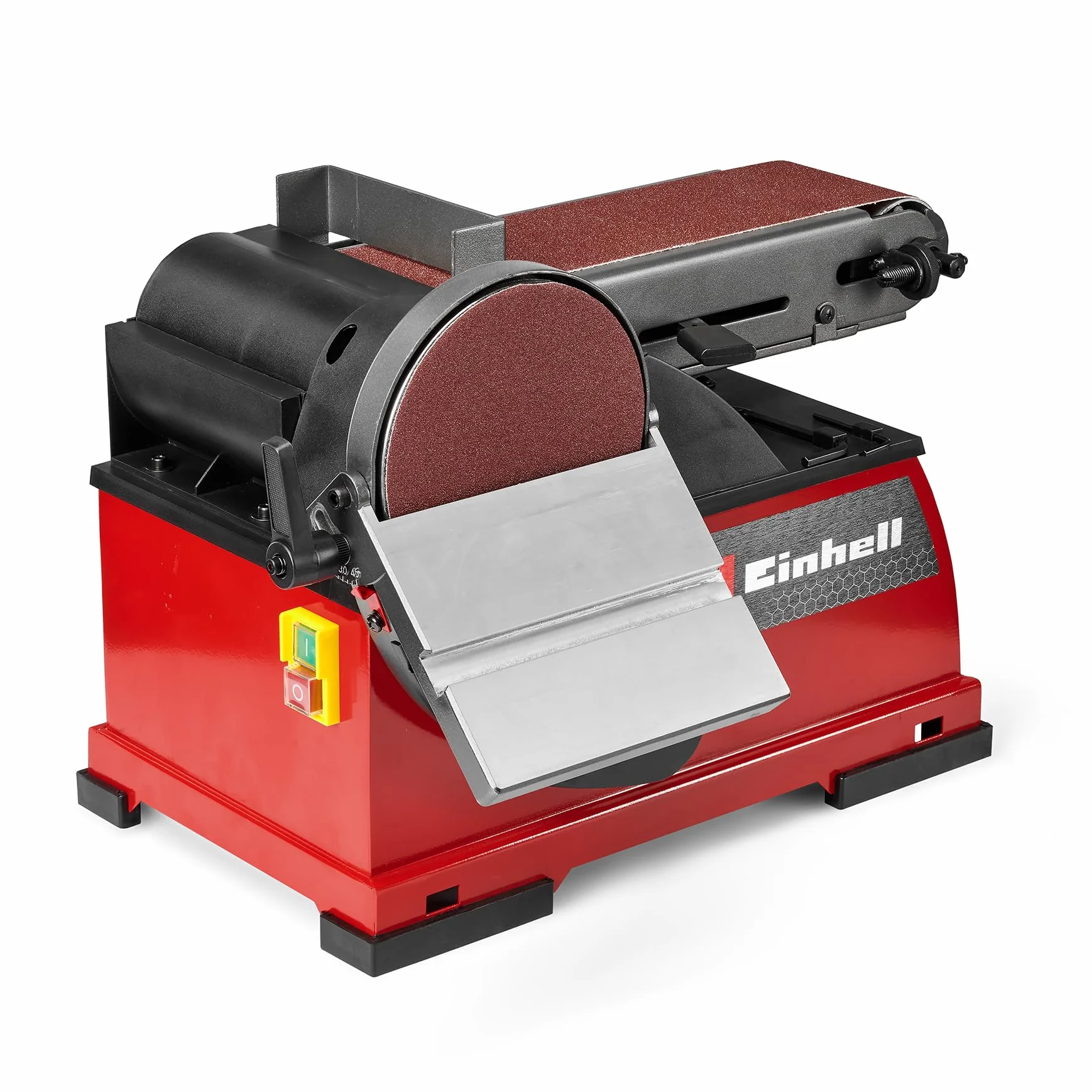 Einhell Levigatrice a disco a nastro TE-US 400 (400 W, Ø 150 mm disco abrasivo, 100 x 914 mm nastro abrasivo, 348 m/min max. Velocità del nastro abrasivo, compresi gli accessori)