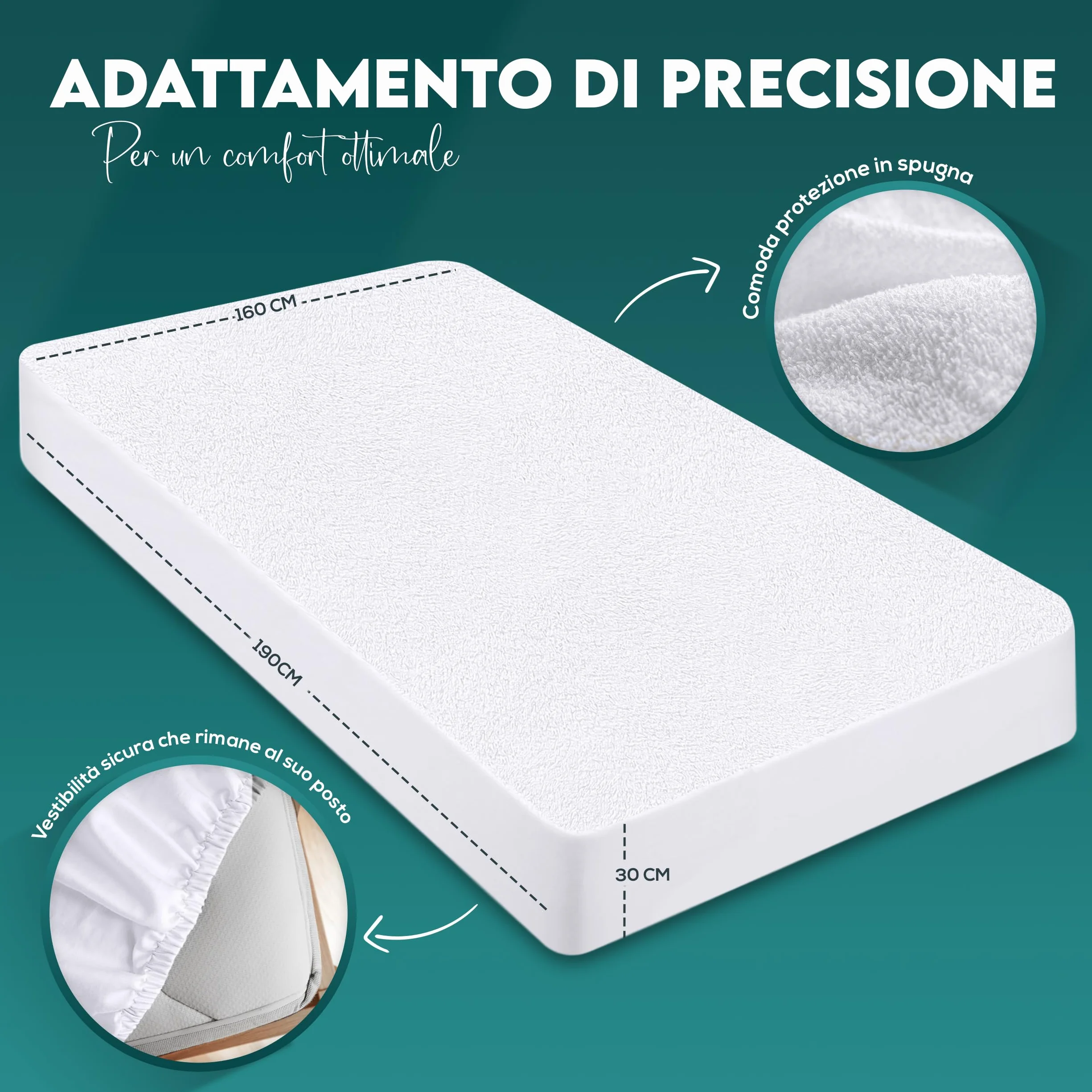Utopia Bedding Coprimaterasso Matrimoniale Impermeabile 160x190x30 cm OEKO-TEX