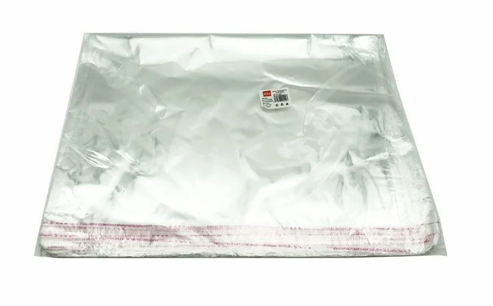 Set 50 Sacchetti Trasparenti Plastica Buste Cellophane Autoadesiva 45x60cm