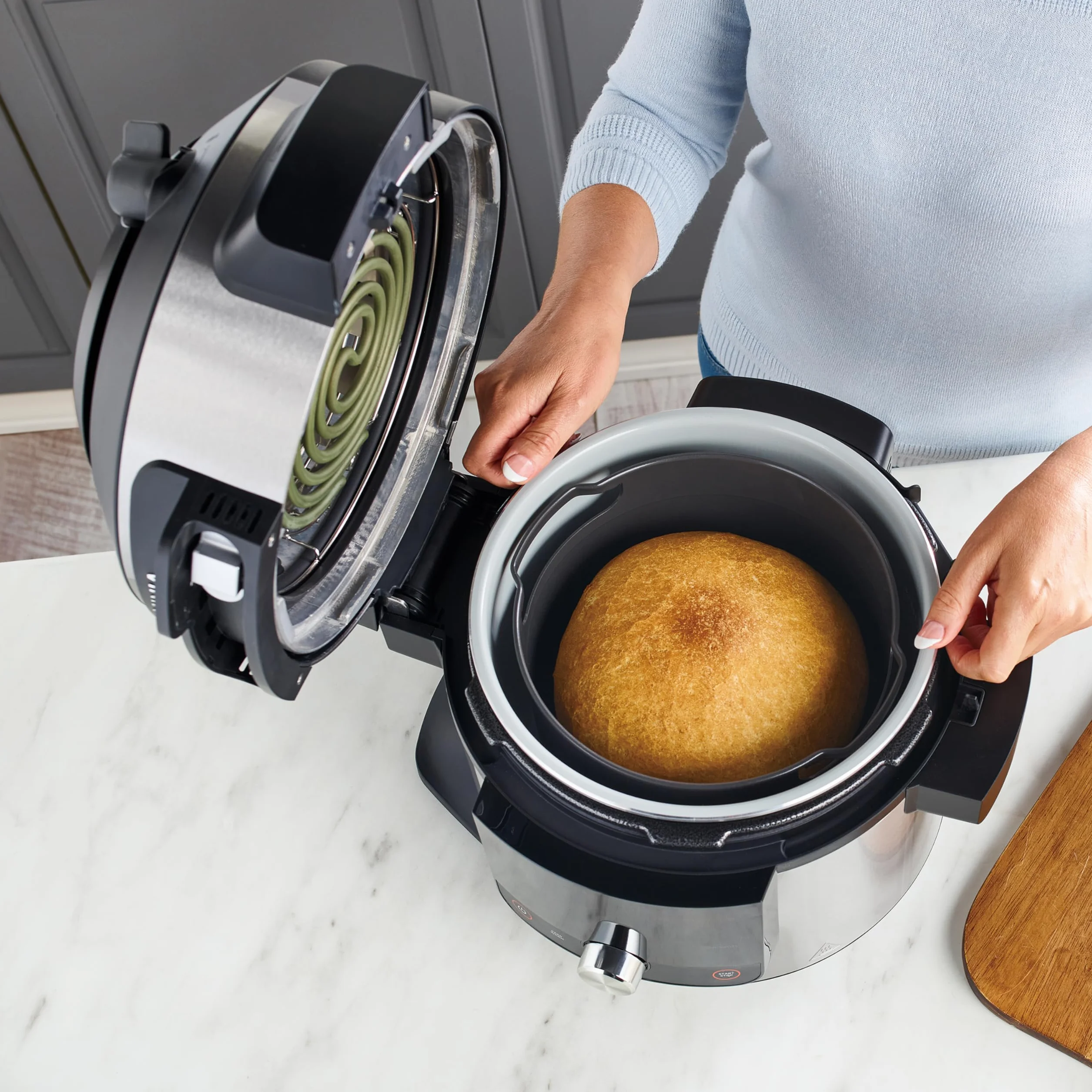 Ninja Foodi MAX Multicooker con Coperchio SmartLid e Sonda Digitale, 14 Funzioni, Cottura Intelligente, 7.5L, Pentola a Pressione, Friggitrice ad Aria, Cottura a Vapore, Griglia, Acciaio, OL750EU