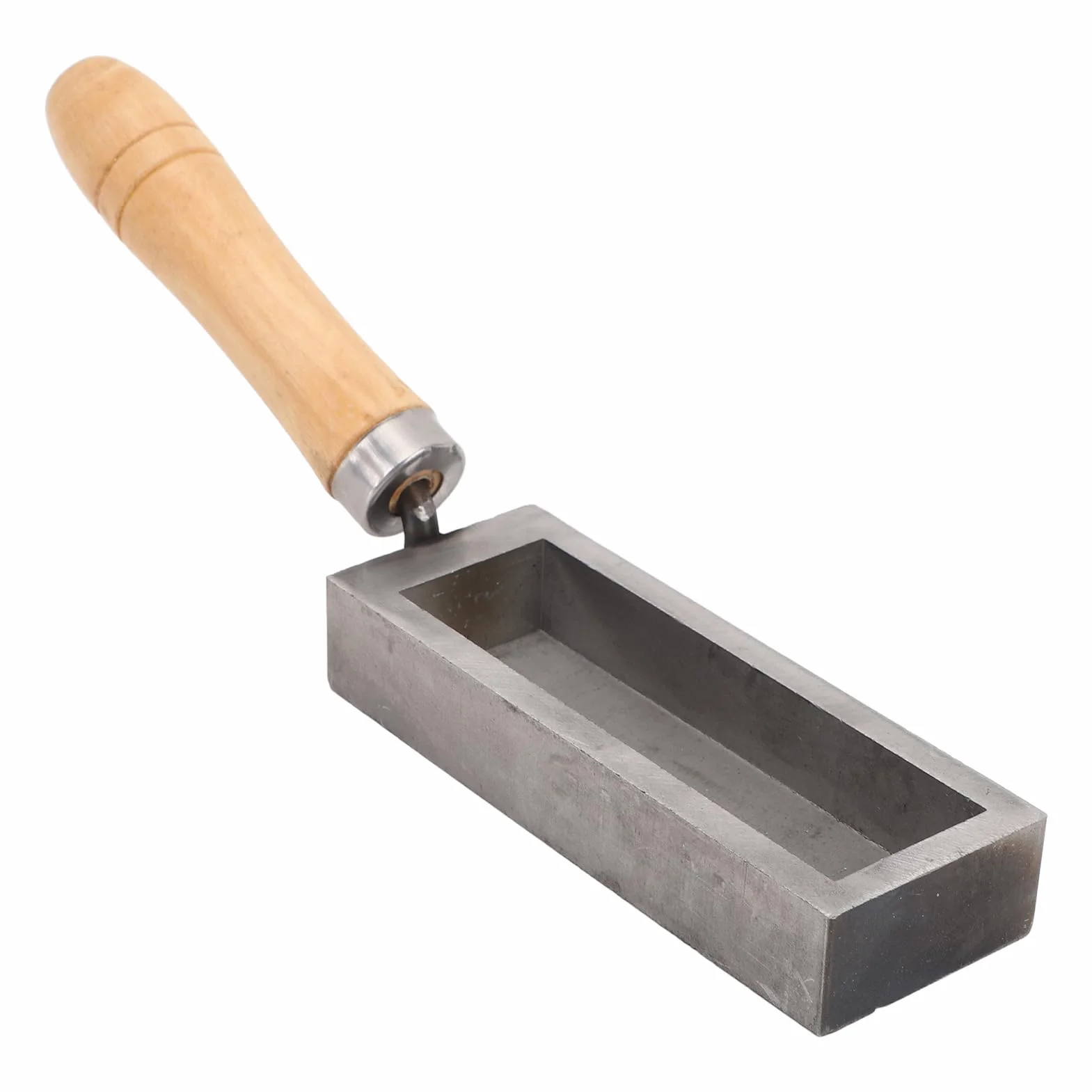 Stampo per Colata di Lingotti D'oro, Stampo per Lingotti in Ghisa Portatile con Barra D'oro con Manico in Legno di Faggio, Lingottiera Compatta in Acciaio Legato Argento per Fai