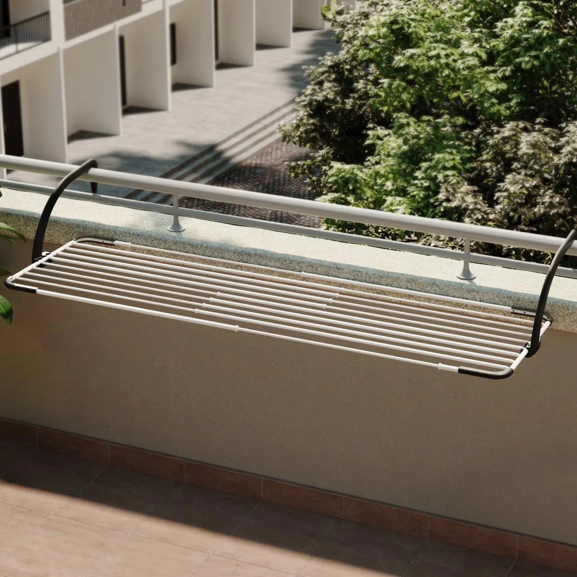 Vileda Brezza Extend Stendibiancheria Estensibile In Acciaio E Resina, Da Balcone, Spazio Stenditura 20 mt, 188 x 55 x 30 cm