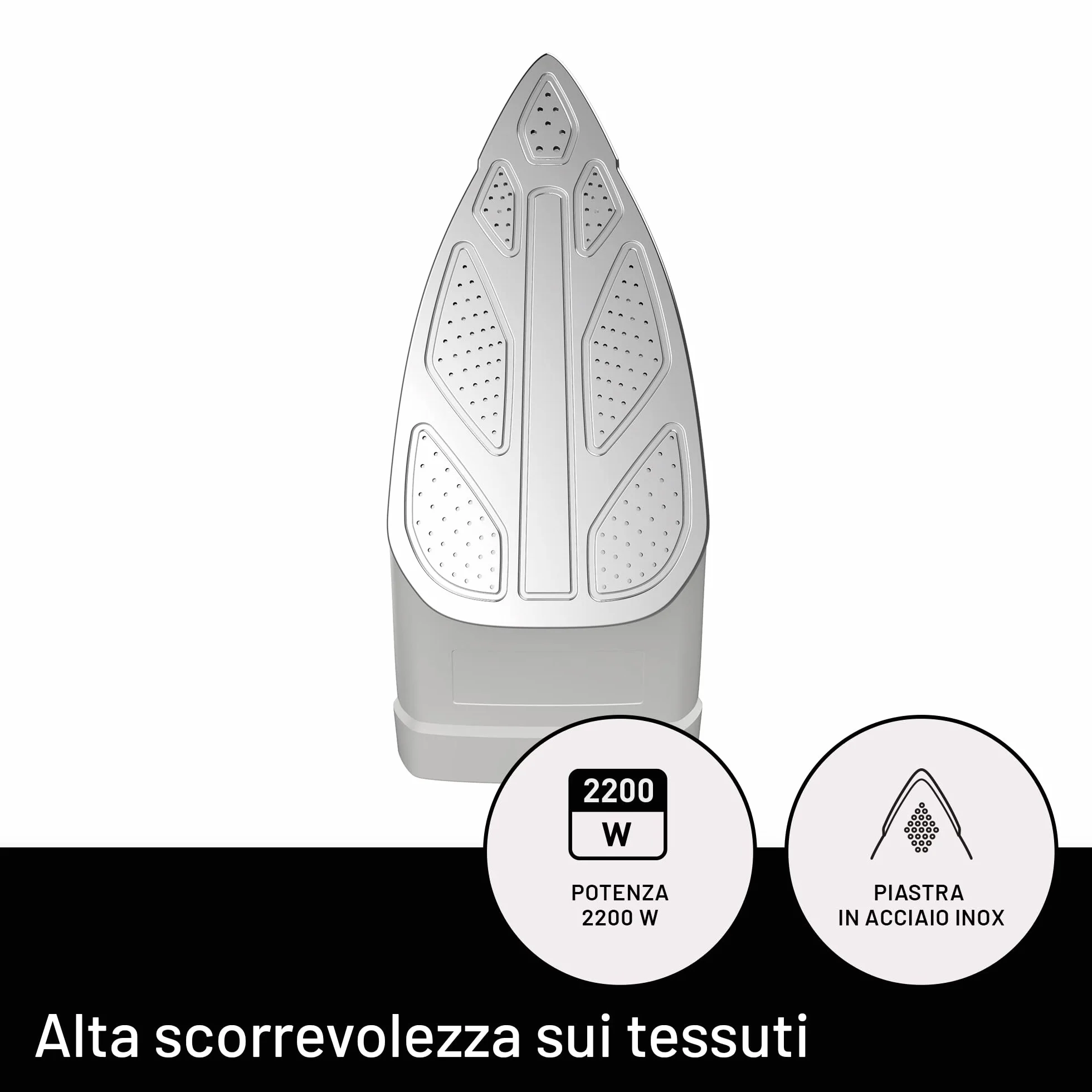 Imetec ZeroCalc Z1 2500 Ferro da Stiro a Vapore 2200 Watt Piastra Acciaio Inox Colpo Vapore 120 g
