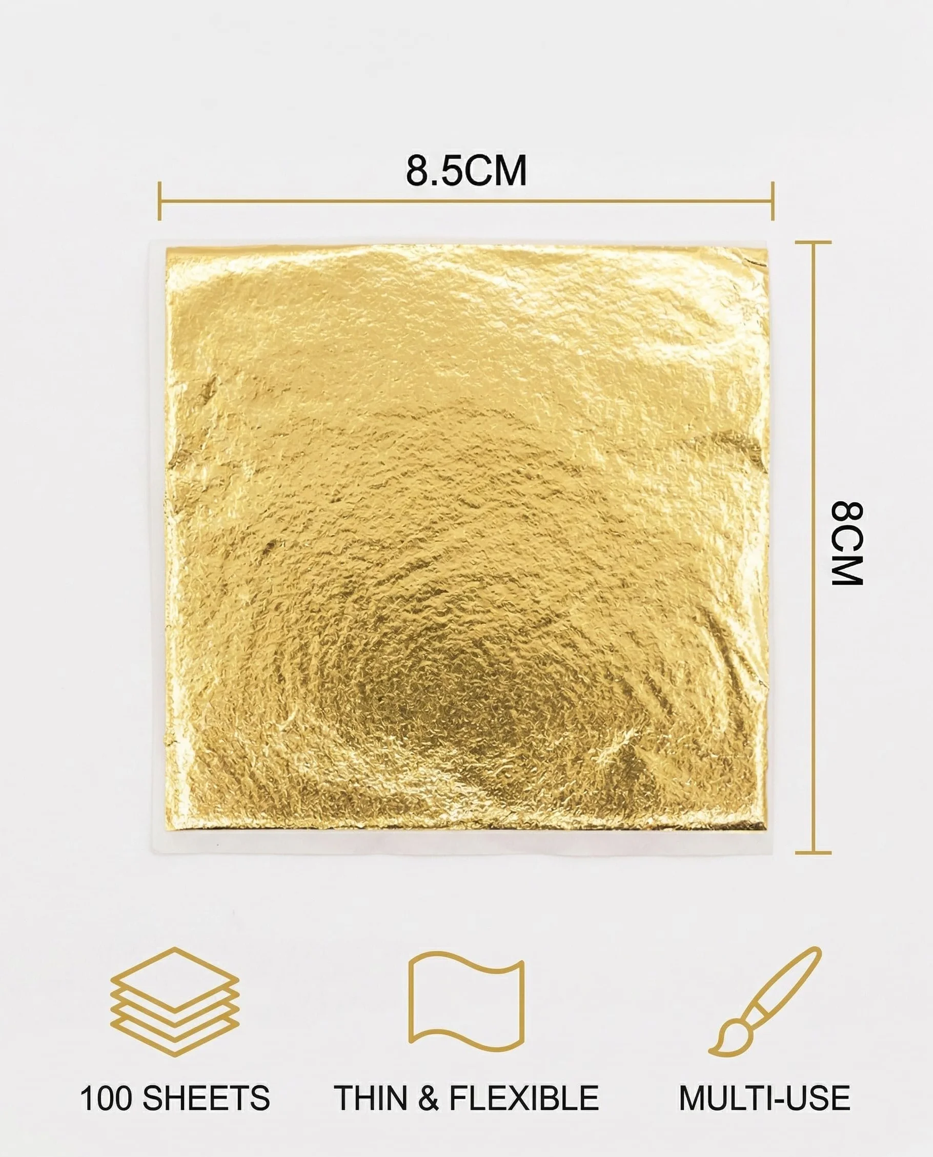 Foglia Oro Imitazione 100 Fogli 8.5x8cm, Lamina Dorata Metallizzata per Artigianato, Pittura, Decorazioni e Progetti Fai da Te.