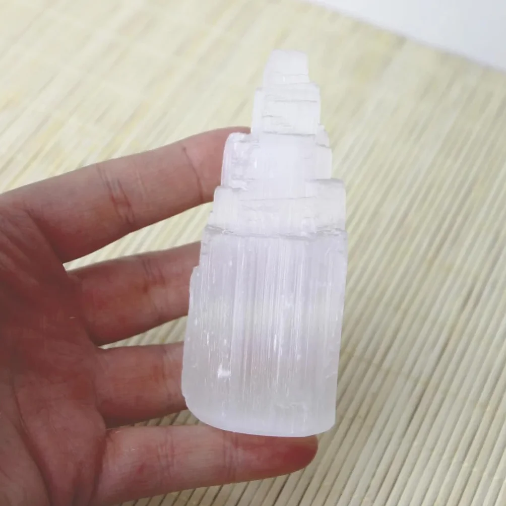 NKlaus Torre di cristallo di selenite naturale 10cm Meditazione Gemma Cristallo di quarzo