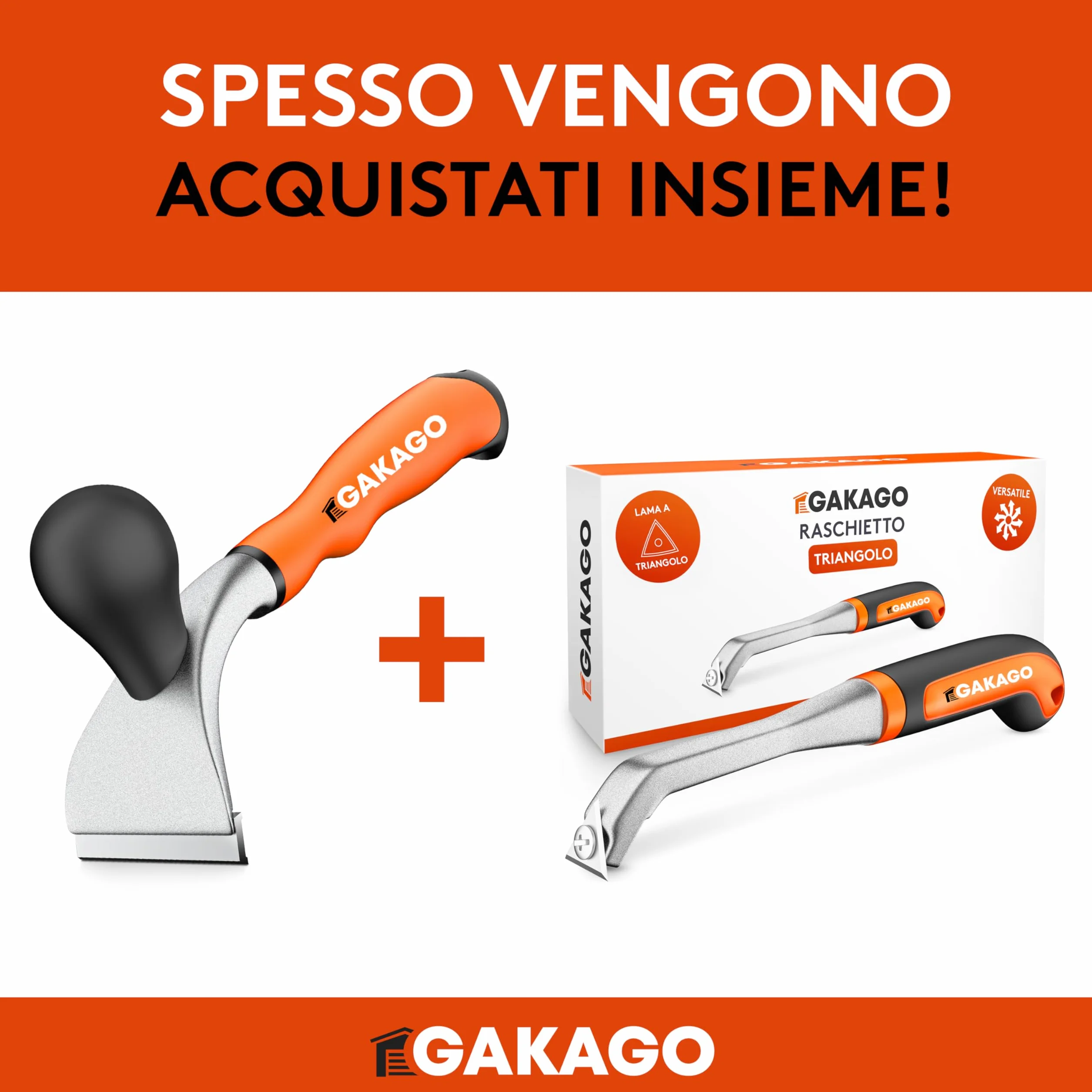 Gakago Raschietto - Lama di alta qualità da 65 mm in resistente carburo di tungsteno - Raschietto universale ergonomico e antiscivolo per legno, metallo, cemento o pietra