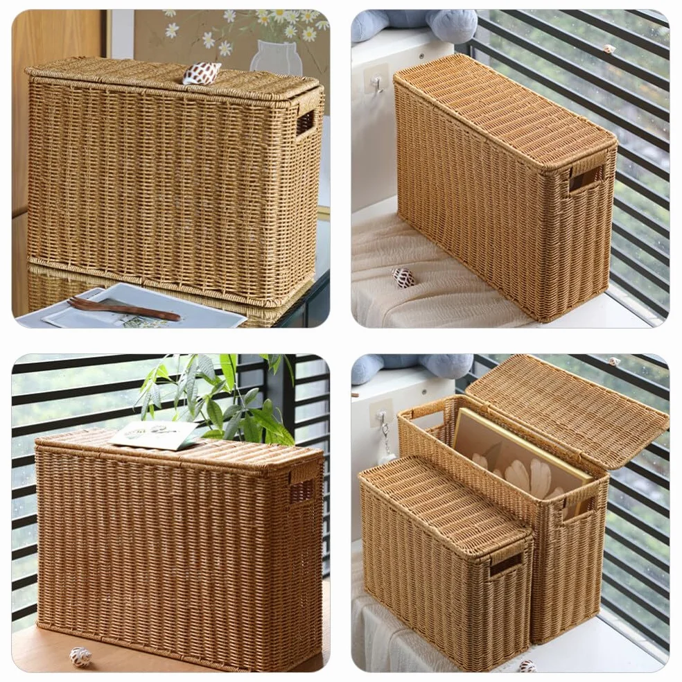 PartyKindom Scatola Portaoggetti Con Manico Intrecciato Per Cestino Da Picnic Organizer Per Articoli Vari