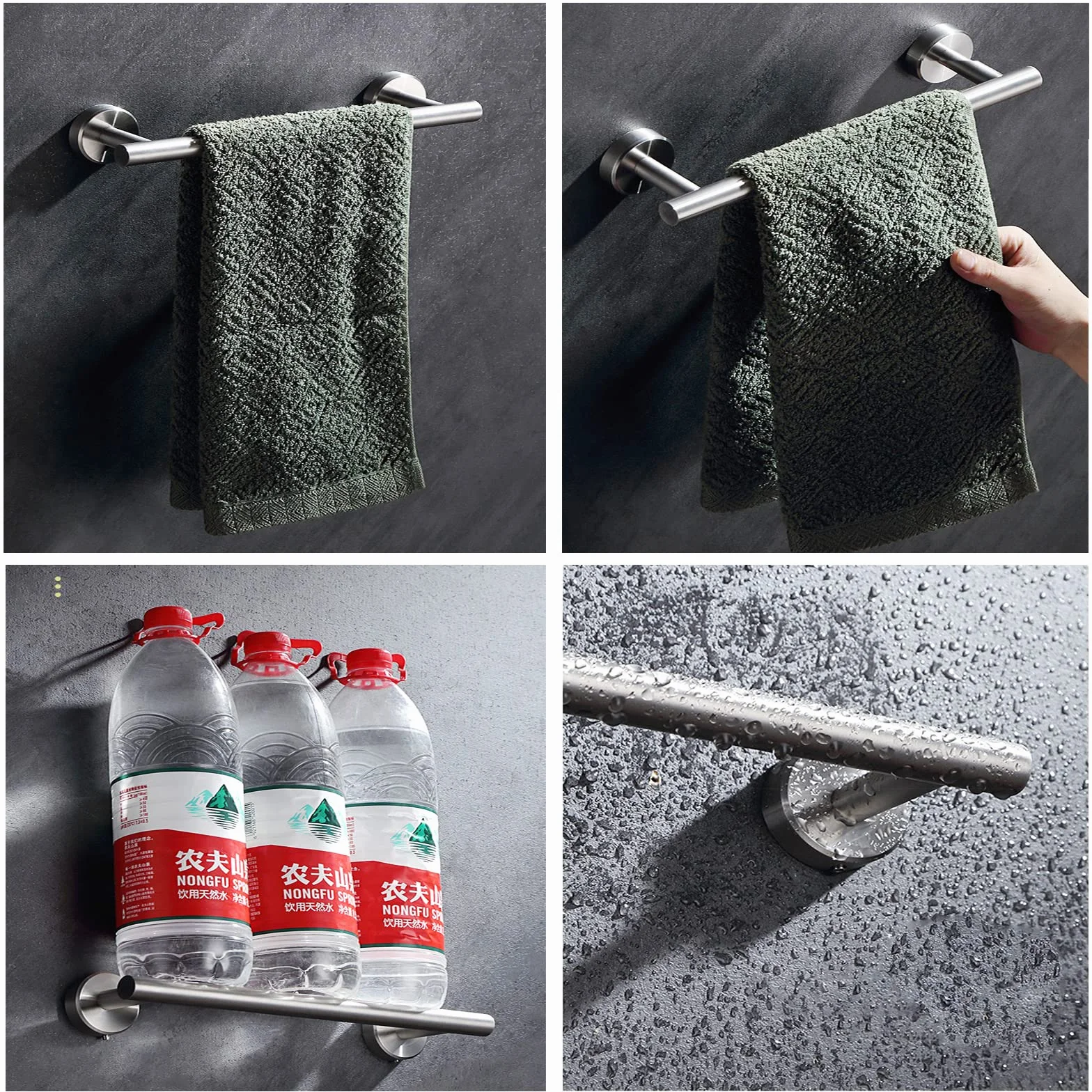 Set Accessori Bagno Acciaio Inossidabile 8 Pezzi Portasciugamani Porta Carta Igienica Argent