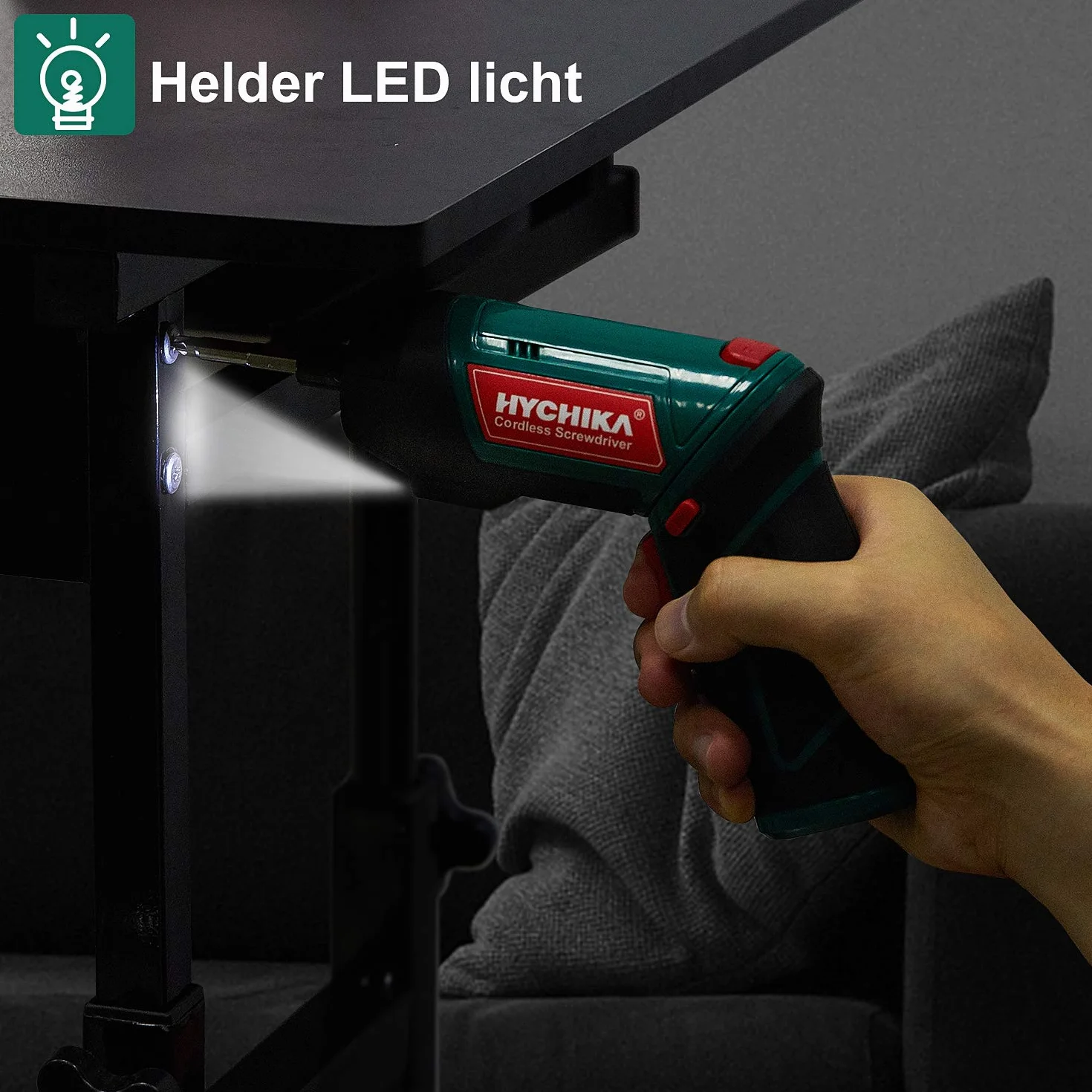 HYCHIKA Avvitatore Elettrico 6N.m, Cacciavite Elettrico (Par max 6 N.m, 3.6 V, 2.0 Ah) Luce a LED come Chiave a Cricchetto, Cavo di Ricarica USB, 20 PCS Accessori, per DIY, Assemblaggio Mobili