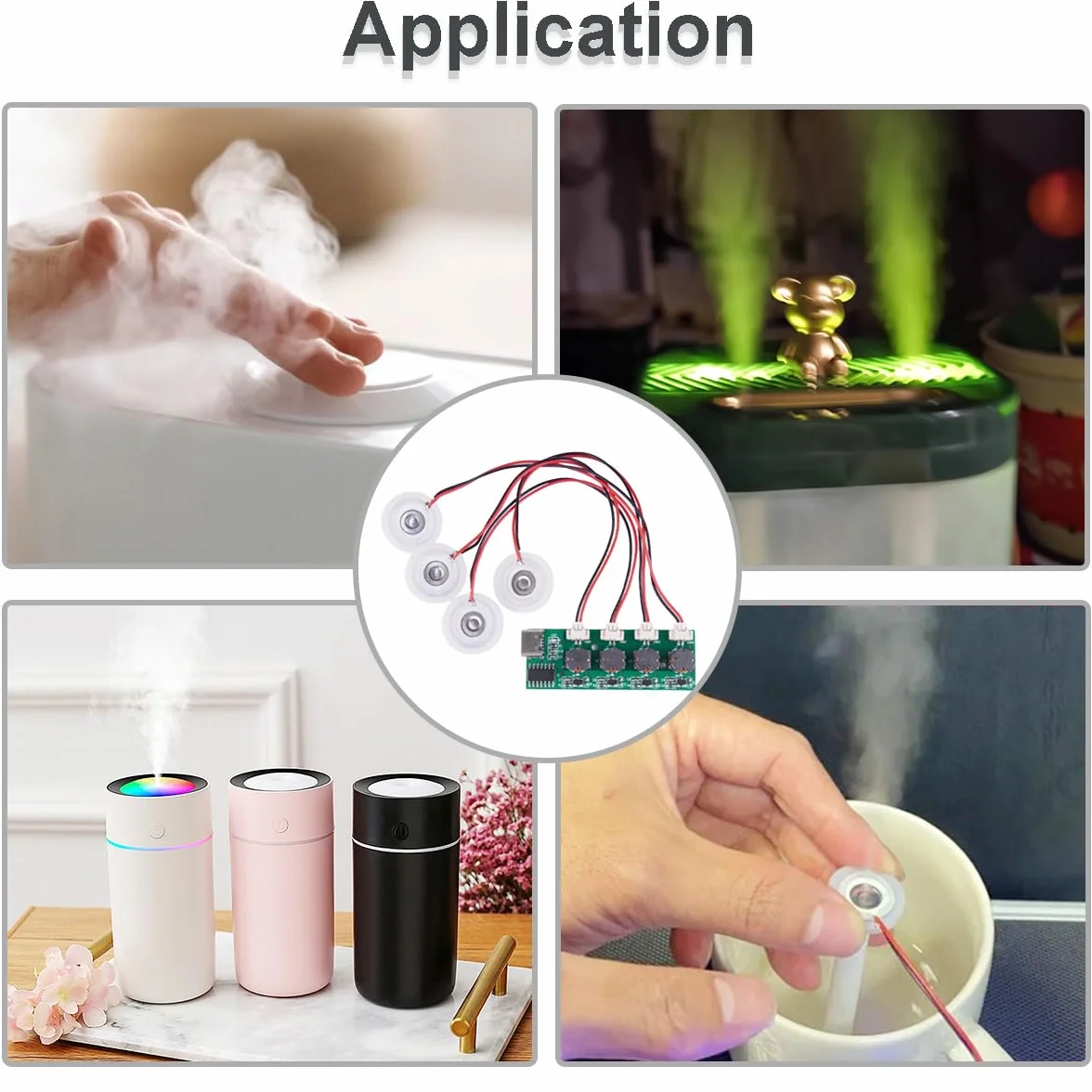 Kit di nebulizzatori per umidificatori, quattro ugelli, con cavo USB, Set di sostituzione fai da te