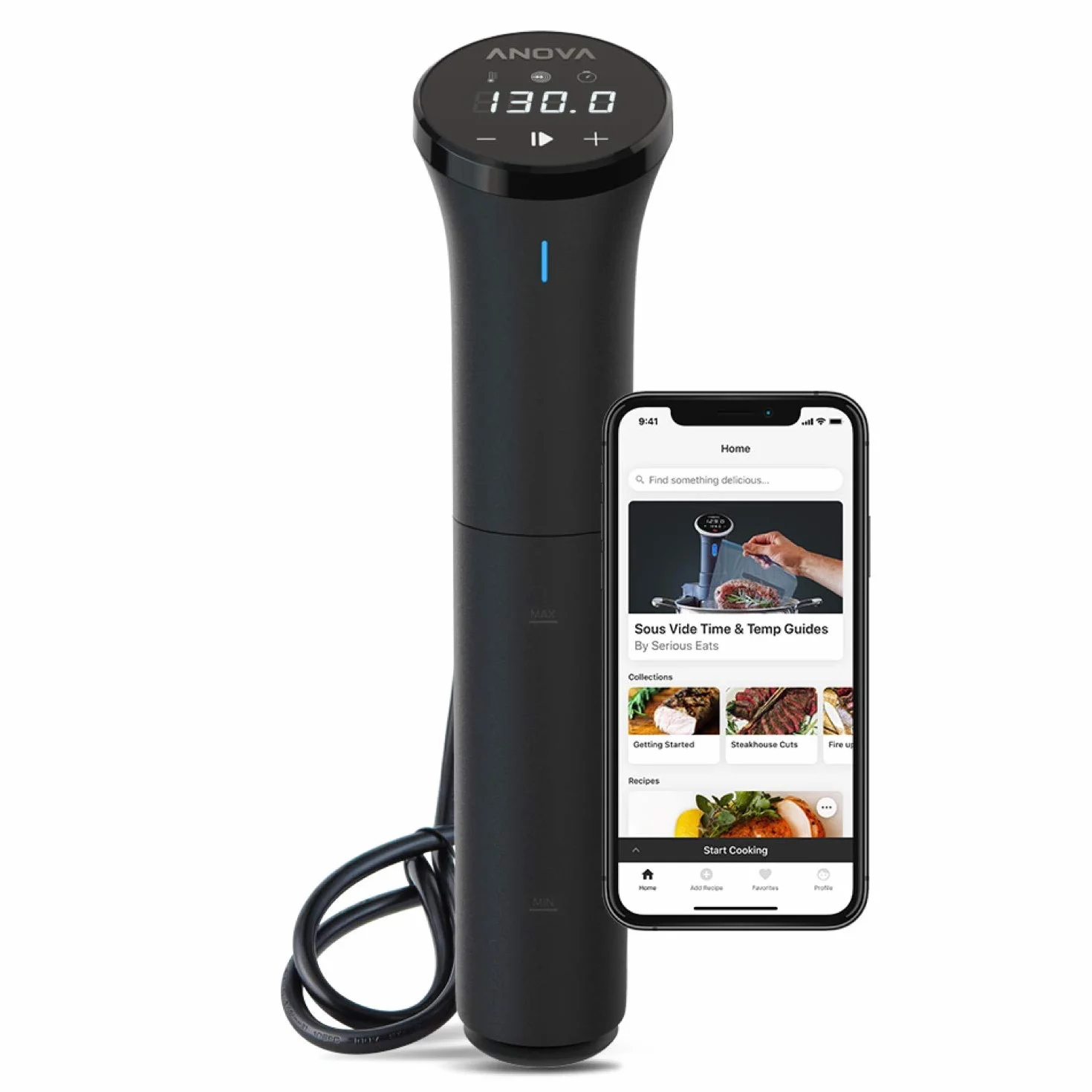 Anova Precision Cooker Nano 2.0, [AN400-EU00], WiFi, 100 Watt, Spina di tipo C per utilizzo in EU, Bluetooth, Piccolo, Nero